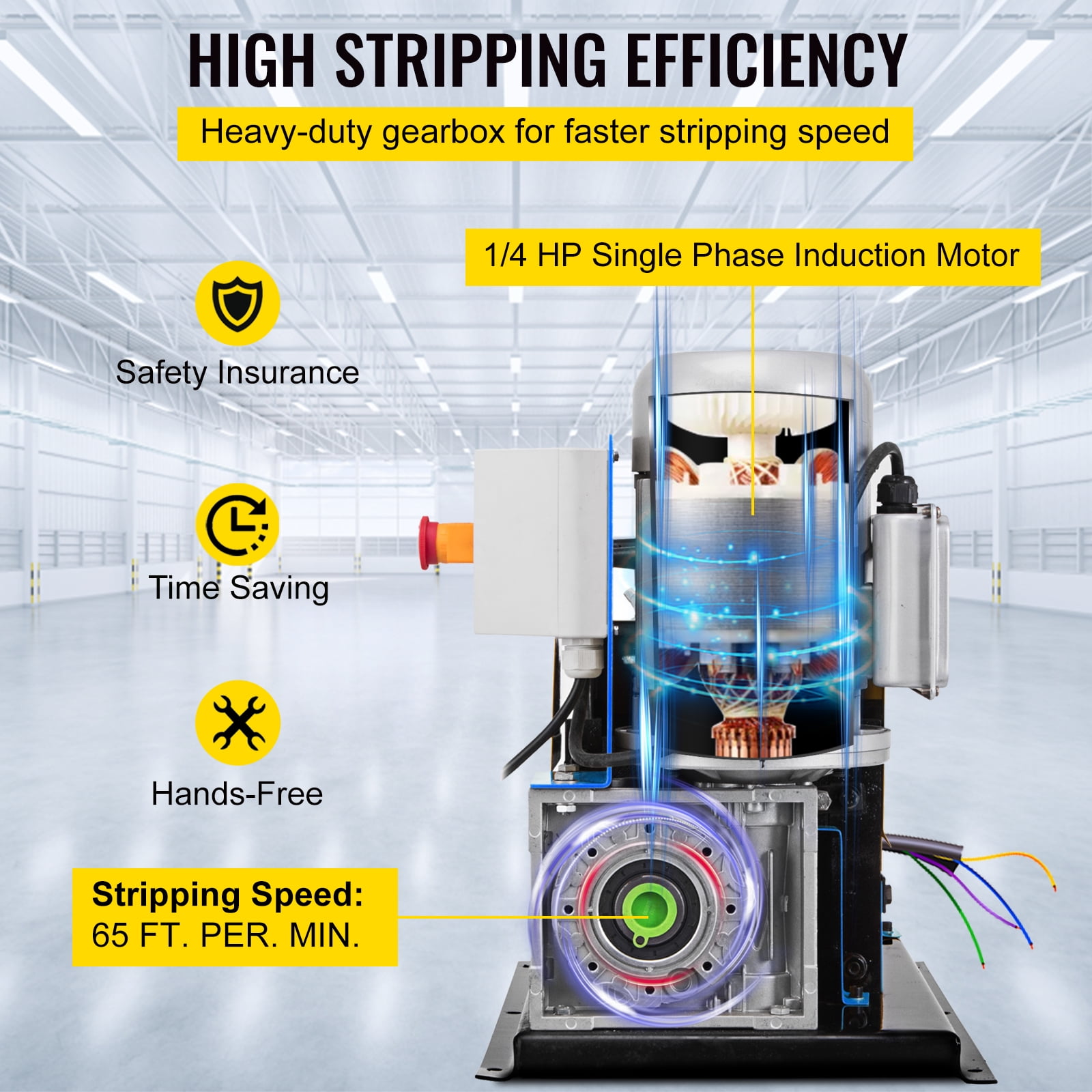 VEVOR Wire Stripping Machine, Automatic Electric Cable Stripper with 11 Channels and 10 Blades for Copper Recycling (Blue, 0.06 in - 1.5 in) cz33o