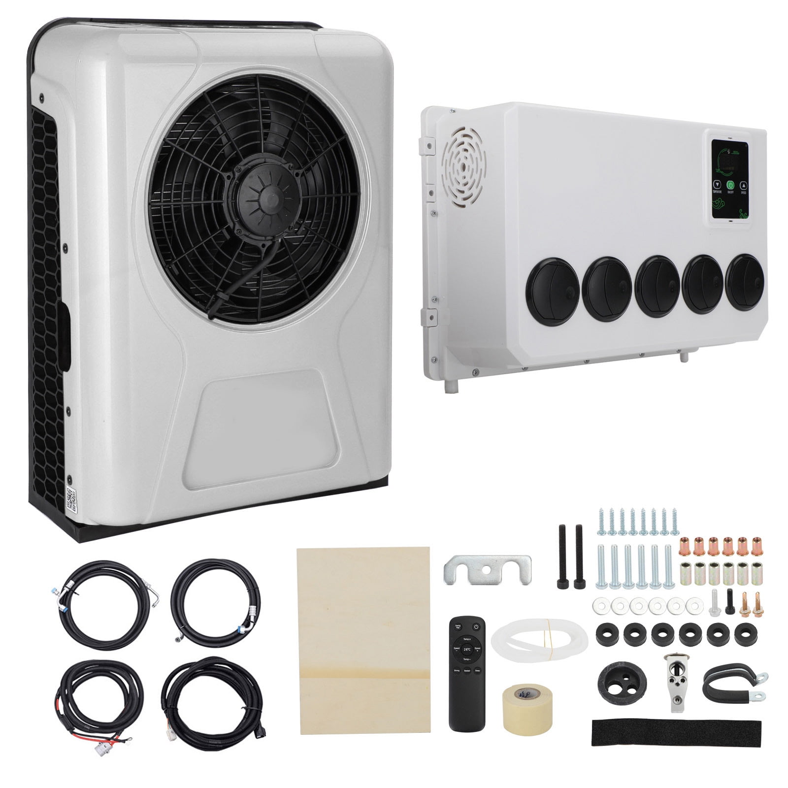 Mad Hornets 12V 12000 BTU Split Air Conditioner System for Semi Trucks RVs and Caravans (12000 BTU) 5pfdl