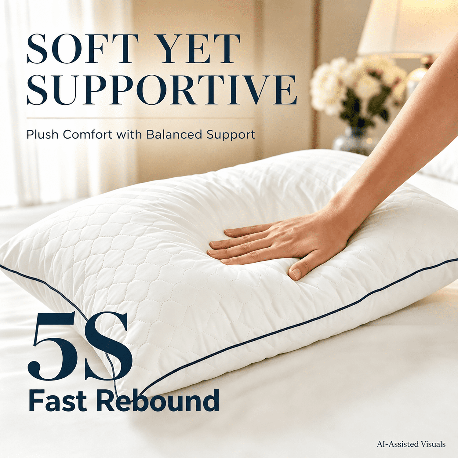 SORMAG Bed Pillows for Sleeping, Hypoallergenic Down Alternative, Hotel Collection (White, Queen Size 20 in x 30 in, 2 Pack) iqbng