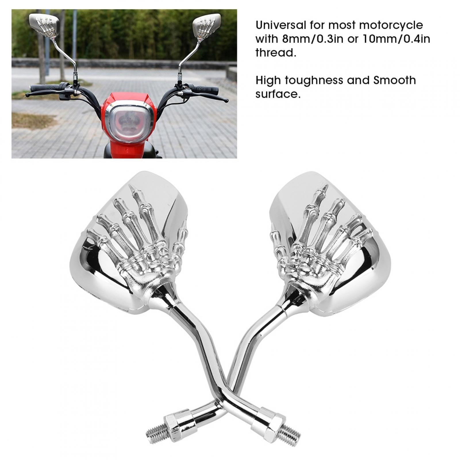 Fyydes Motorcycle Rearview Mirrors Skeleton Skull Hand Design (Chrome, 2 Pack) o6e32