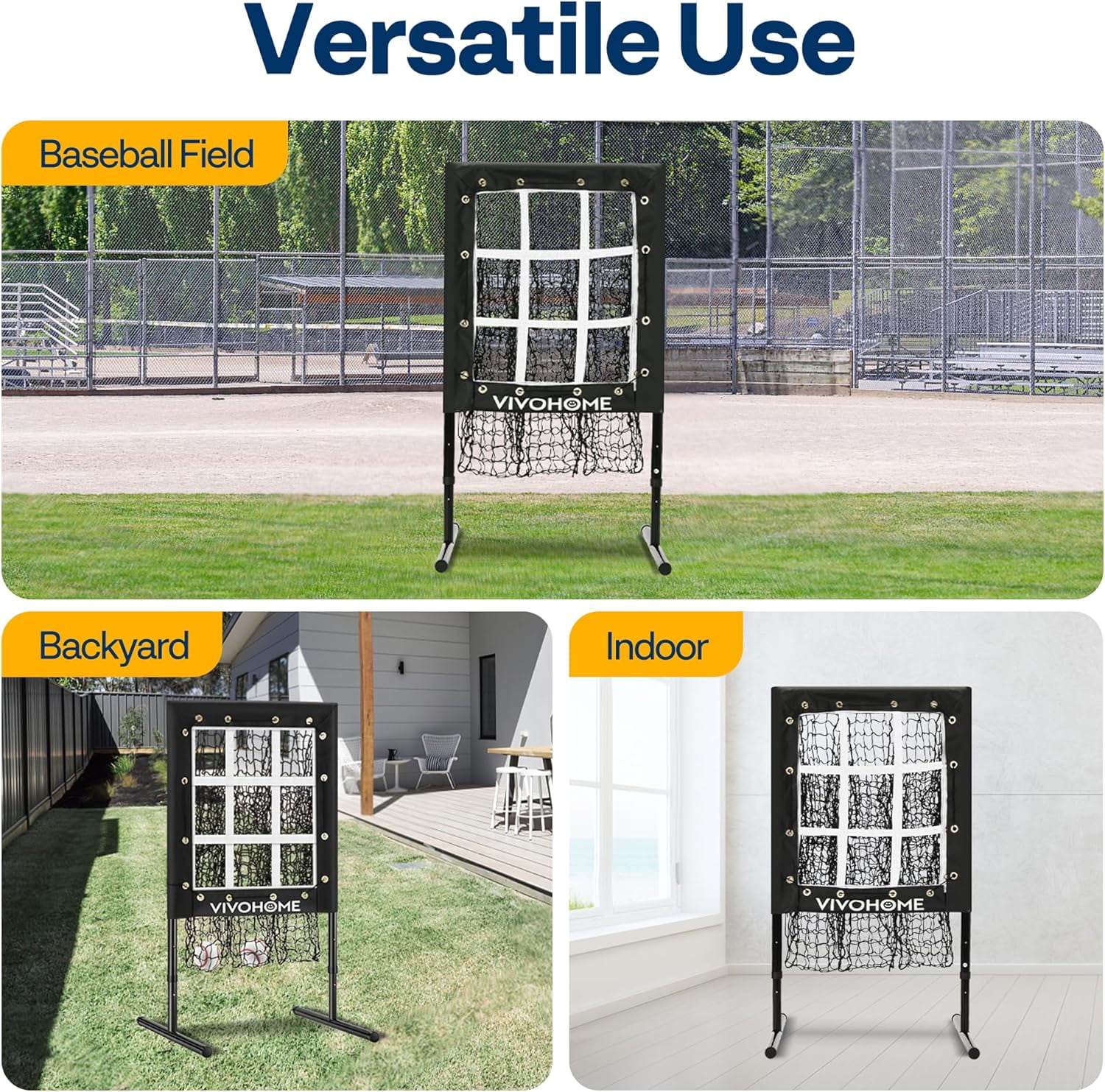SPECSTAR 9-Pocket Baseball Softball Pitching Net, Adjustable Height Hitting Practice Target (Black, 22 in x 18 in) k3tg2