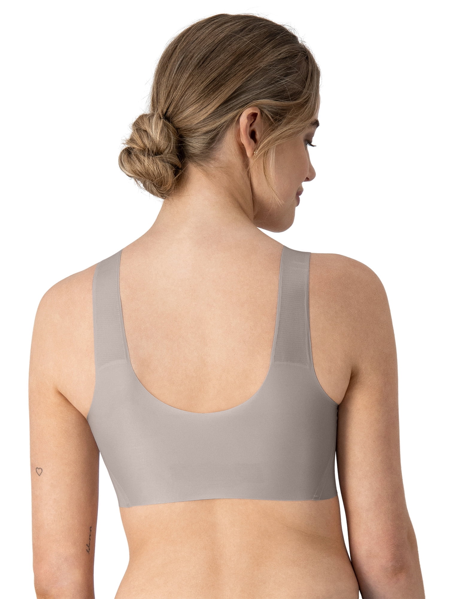 Hanes Womens Invisible Embrace Pullover Bralette, Moisture-Wicking Seamless T-Shirt Bra (Silver, S) krg8c
