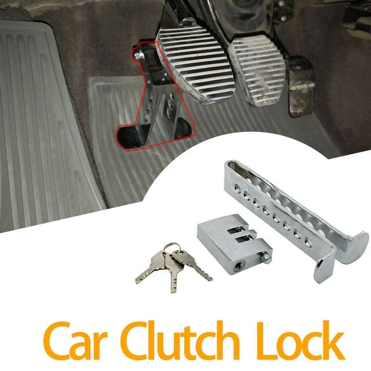 Yiyasu Anti-Theft Brake Pedal Lock Stainless Steel Clutch Security Device for Car and Truck (Silver, 8-Hole Adjustable) loaxf
