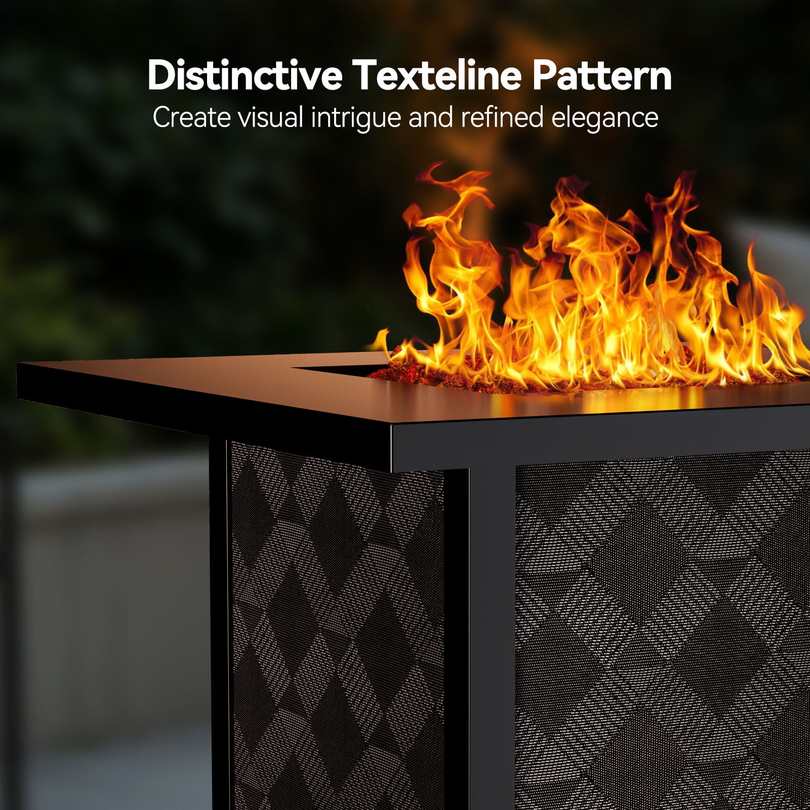 Philergo 28 in Propane Fire Pit Table, 50,000 BTU Square Gas Fire Pit with Removable Lid and Lava Rocks (Black, 28 in) f1rjx