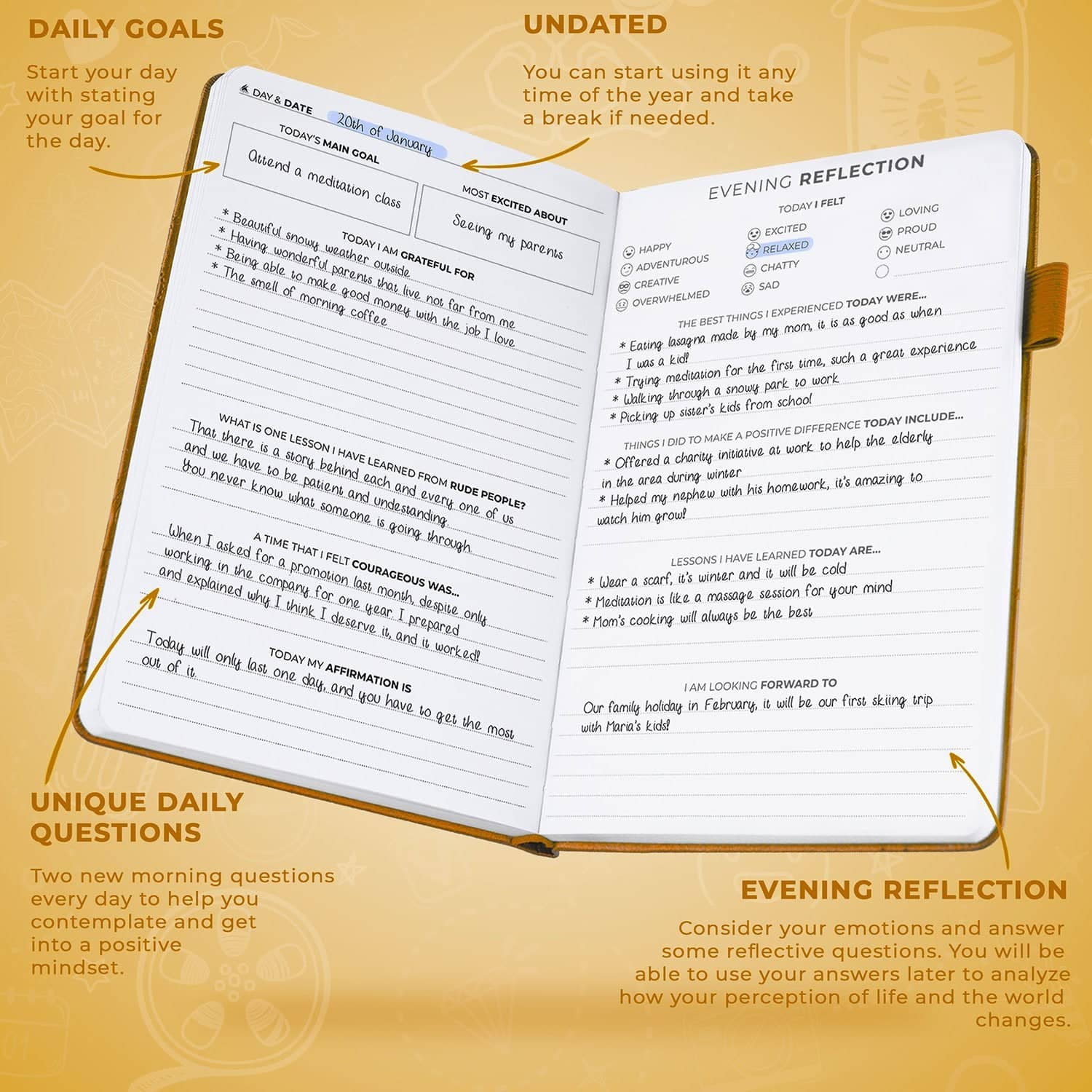 Clever Fox Gratitude Journal, Daily Mindfulness Planner for Self-Discovery and Wellness (Yellow, 5.8 in x 8.3 in) eafhp