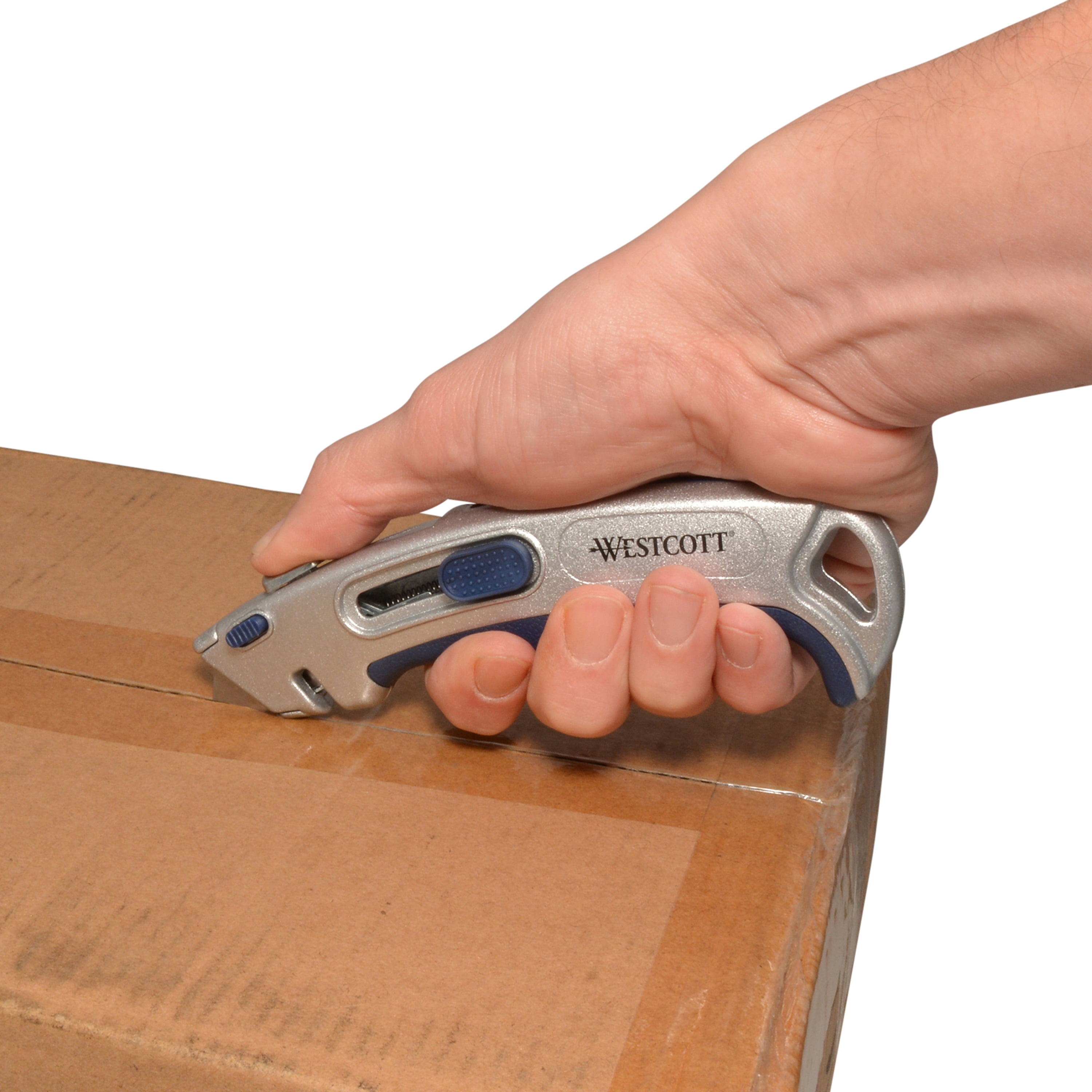 Westcott Heavy Duty Utility Cutter with Self-Retracting Blade (Silver, 1-Count) ncaml