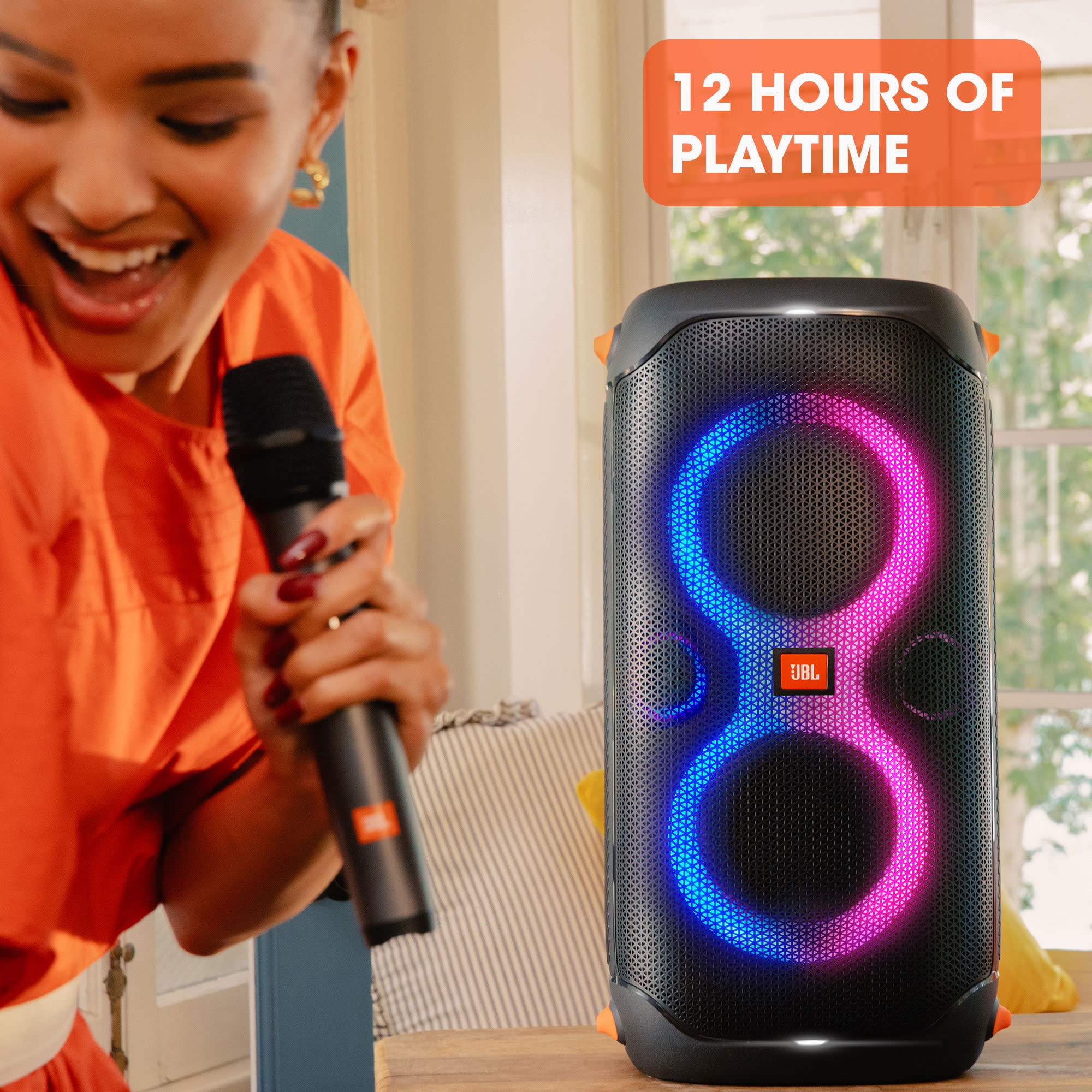 JBL PartyBox 110 Portable Bluetooth Speaker with Dynamic Light Show and Deep Bass (Black) pjgzz