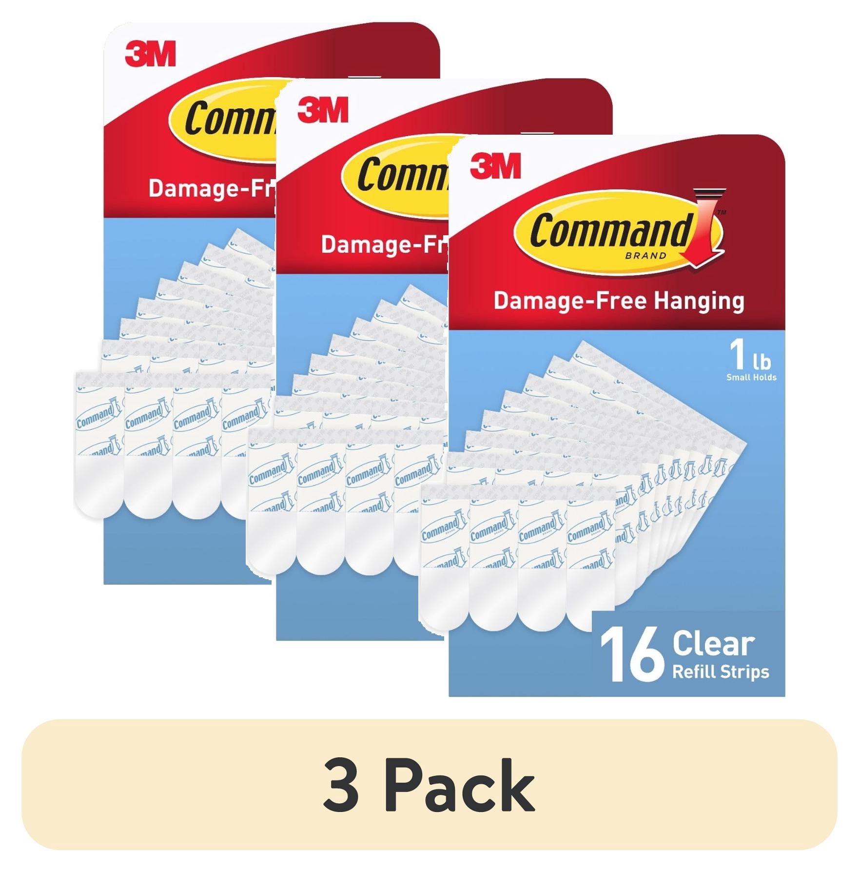 Command Small Clear Refill Strips for Indoor Hooks (Clear, 3 Pack, 16 Strips) cz0pl