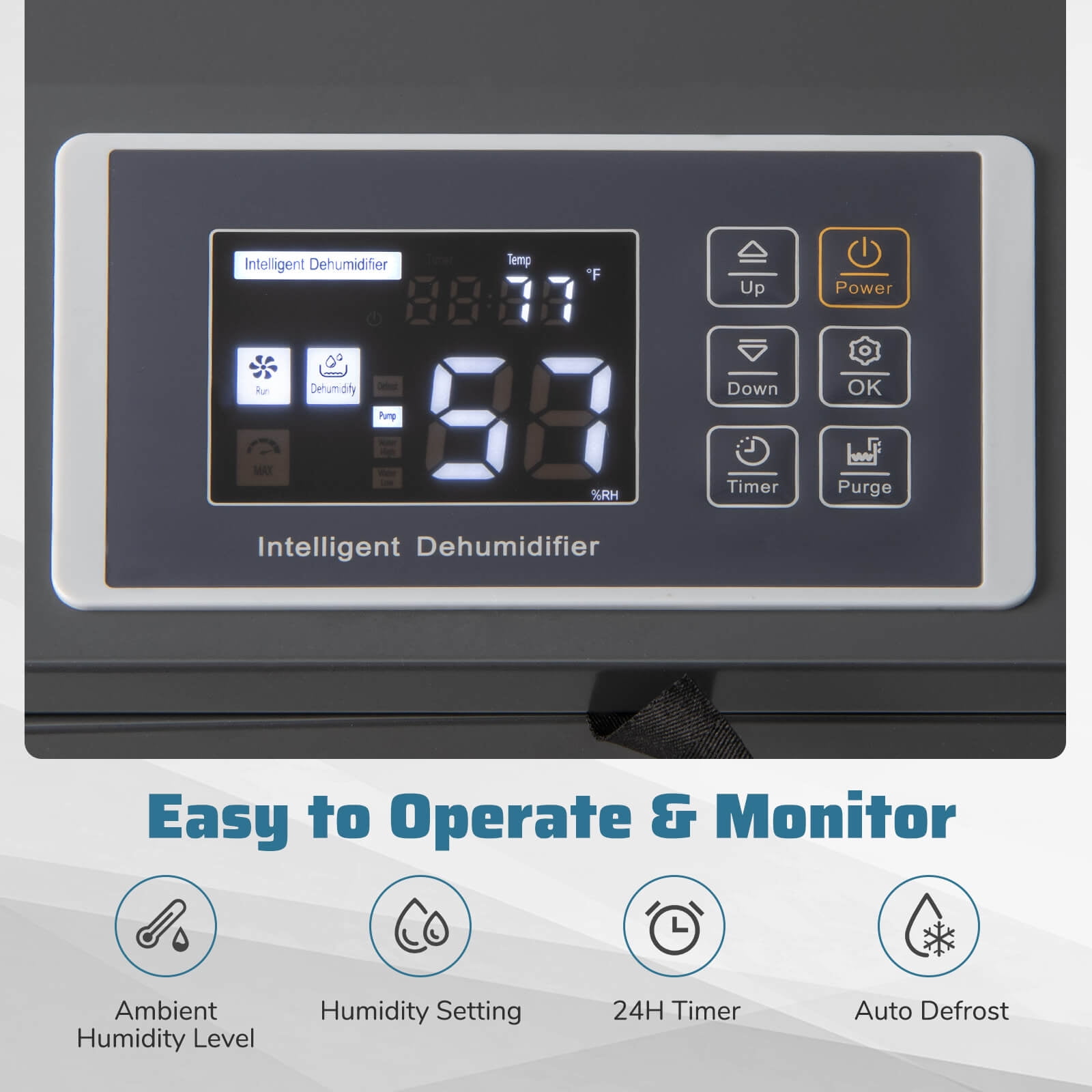 Costway Commercial Dehumidifier with Pump and Drain Hose for Basements and Job Sites (Blue, 49-Pint DOE) jwluo