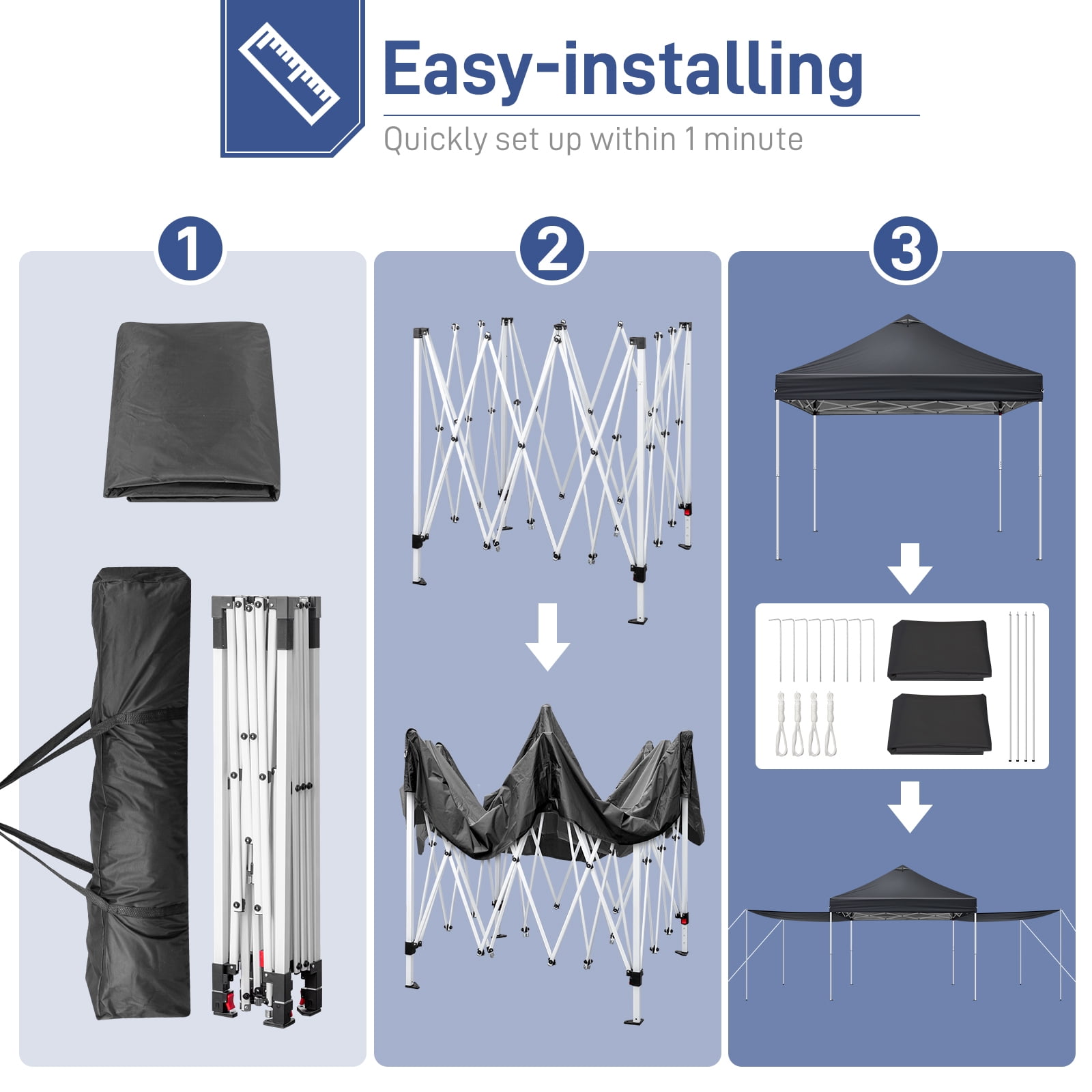 UBesGoo Pop Up Canopy Tent Outdoor Patio Shade Shelter (Black, 10 ft x 10 ft) mrtob