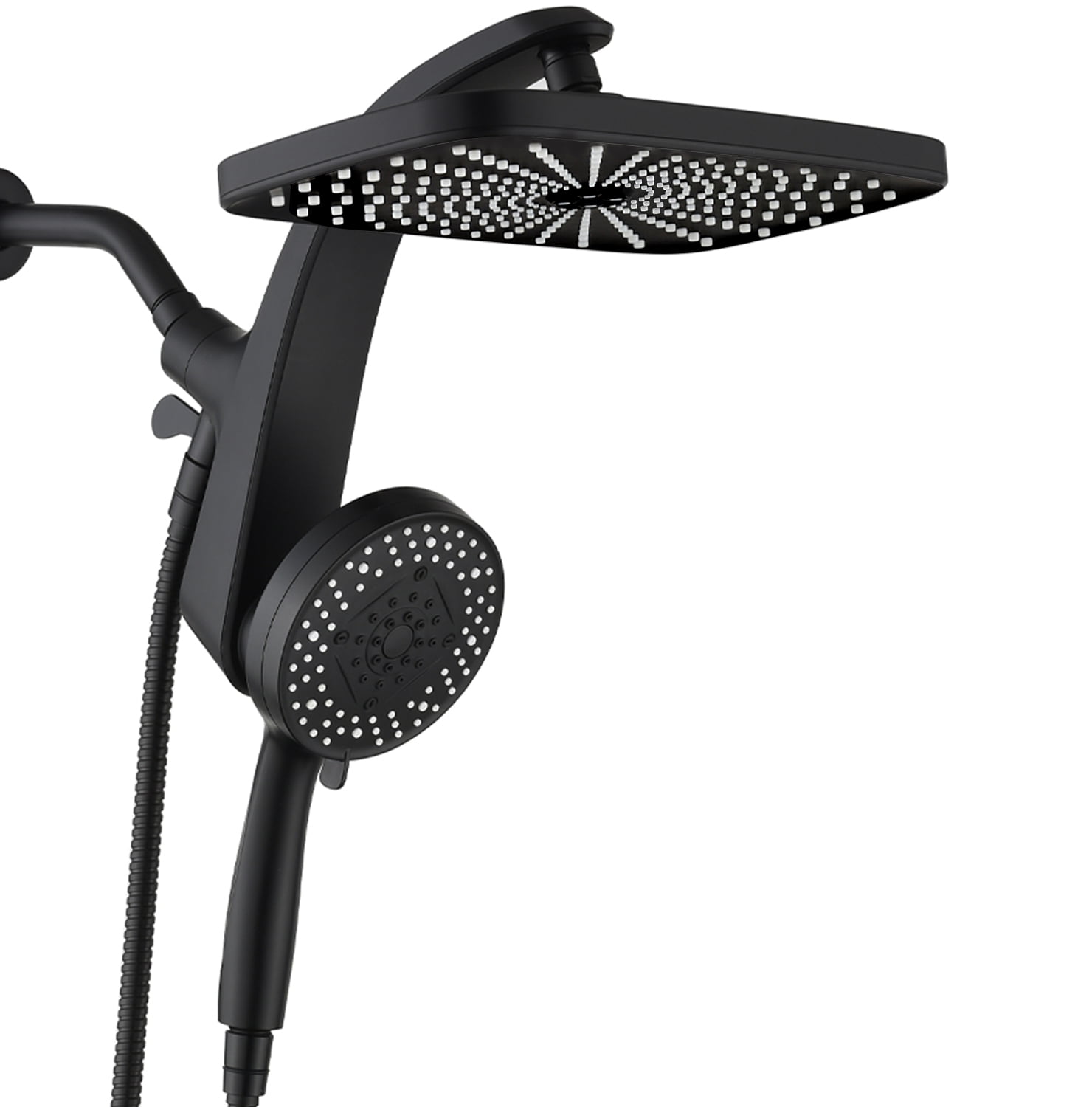 INAVAMZ 12 Inch High Pressure Rain Shower Head and 9-Spray Handheld Combo with Magnetic Docking (Matte Black, 60 in Hose) 0ys75