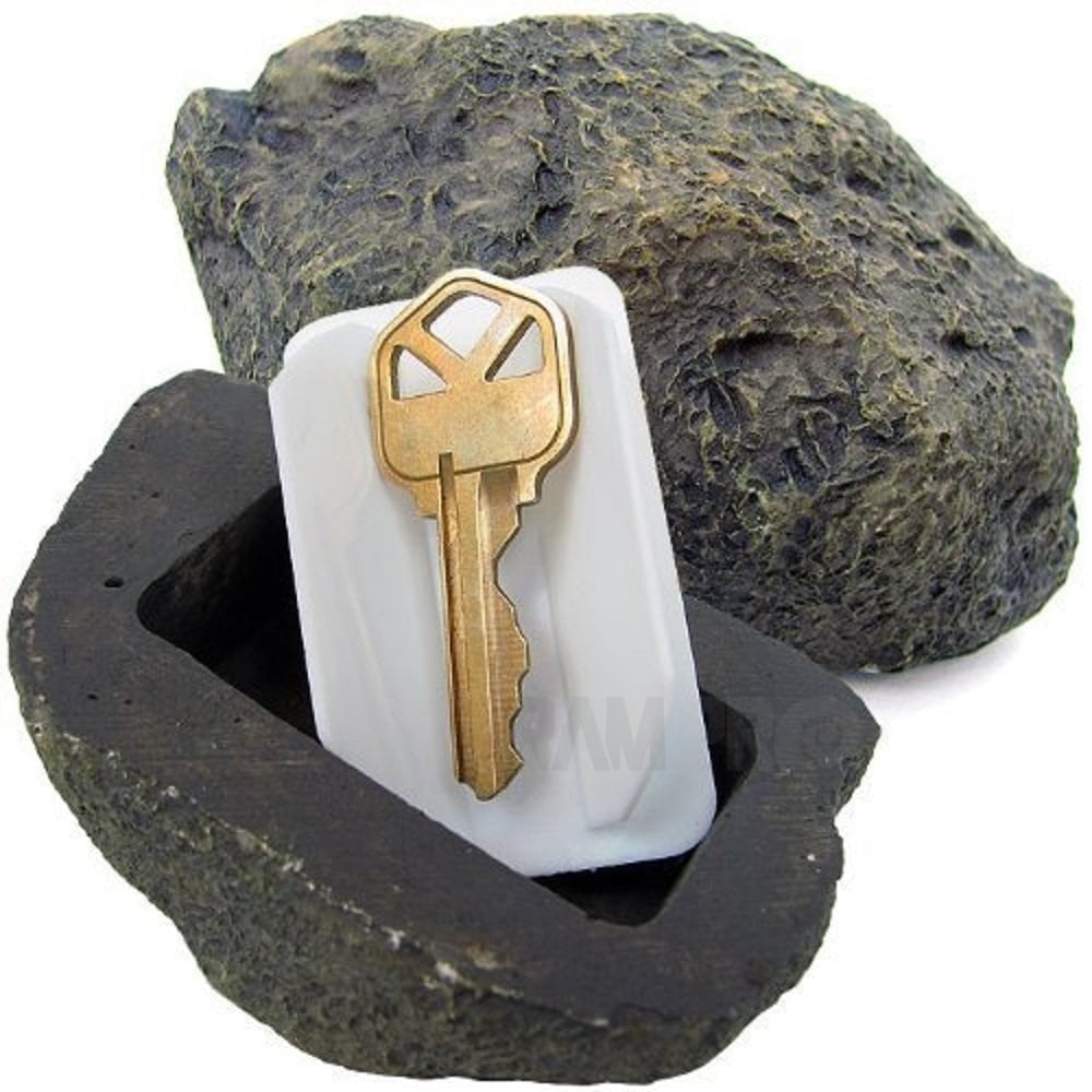 PLGEBR Outdoor Hide-a-Spare-Key Fake Rock (Black, 3.38 in x 2 in x 1.25 in) v8n91