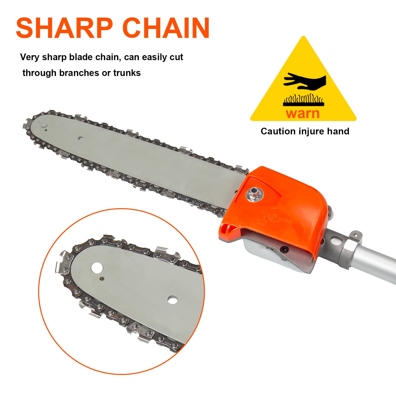 Generic 52CC 2-Stroke Gas Powered Pole Saw Tree Trimmer (Orange, 112 in) xhbg3