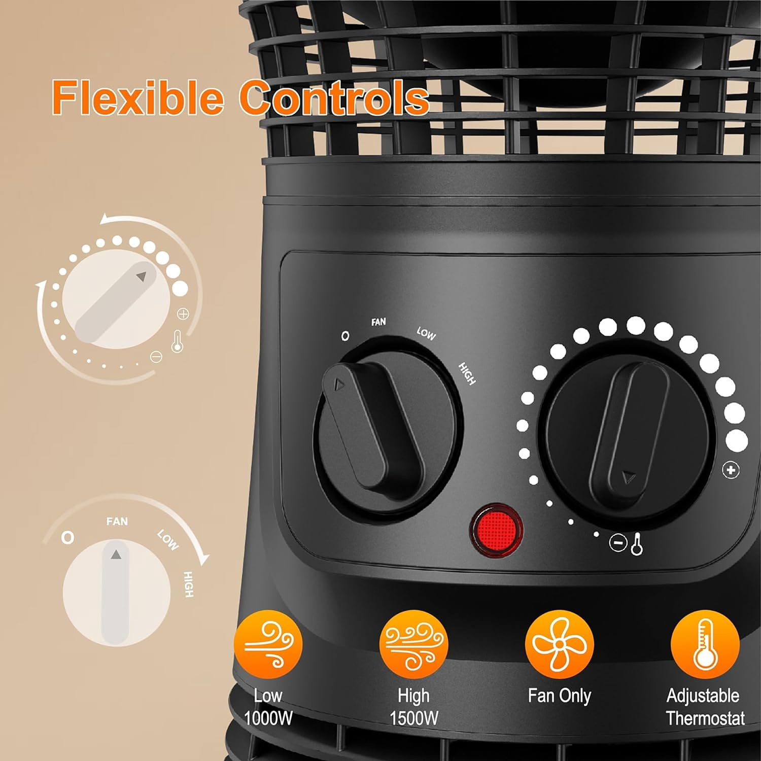 Lifesmart 360 Surround Ceramic Heater with Adjustable Thermostat (Black, 1 Unit) x8x02