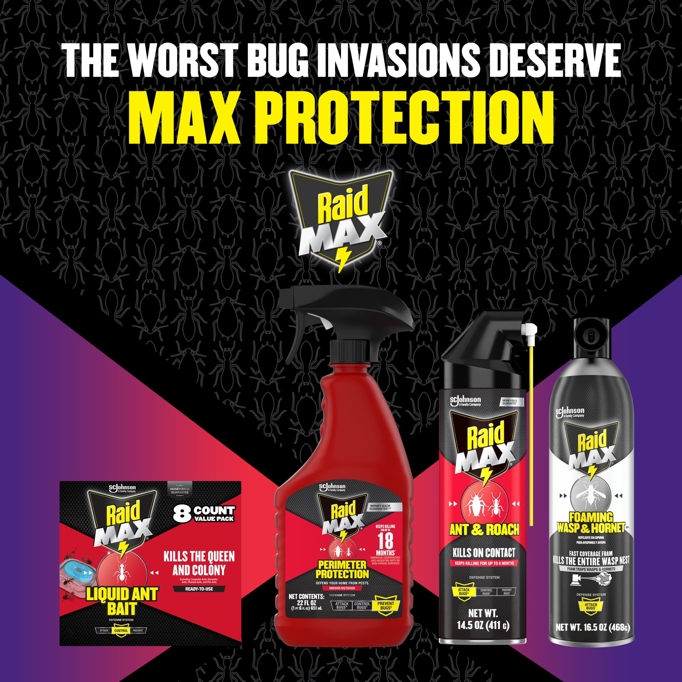Raid MAX Perimeter Protection Multi Insect Killer Spray (Indoor & Outdoor, 22 fl oz) sm633