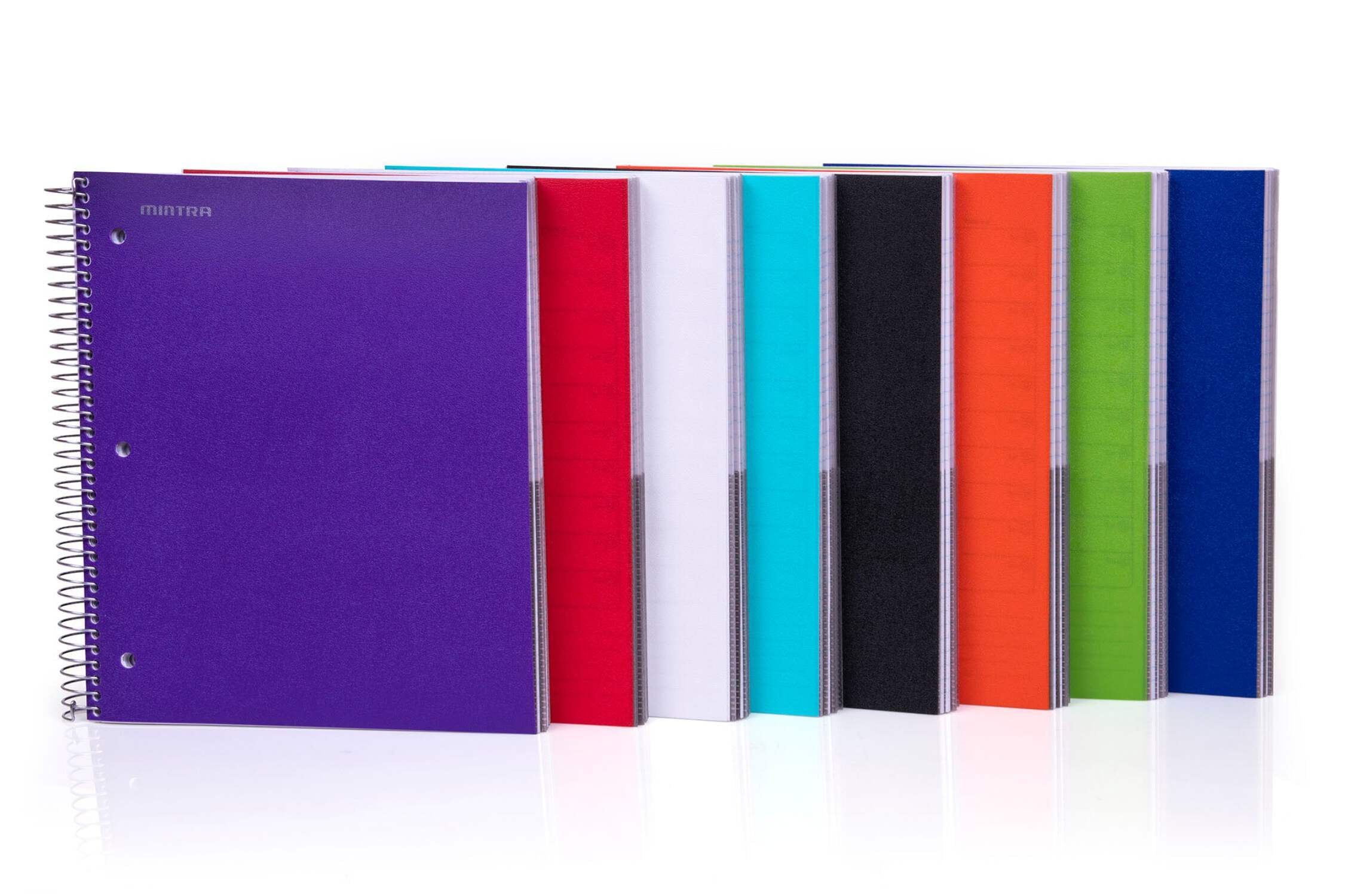 Mintra 5 Subject Notebook, Wide Ruled Spiral Journal with Durable Poly Cover and 5 Pockets (Blue, 200 Sheets) zz9w3