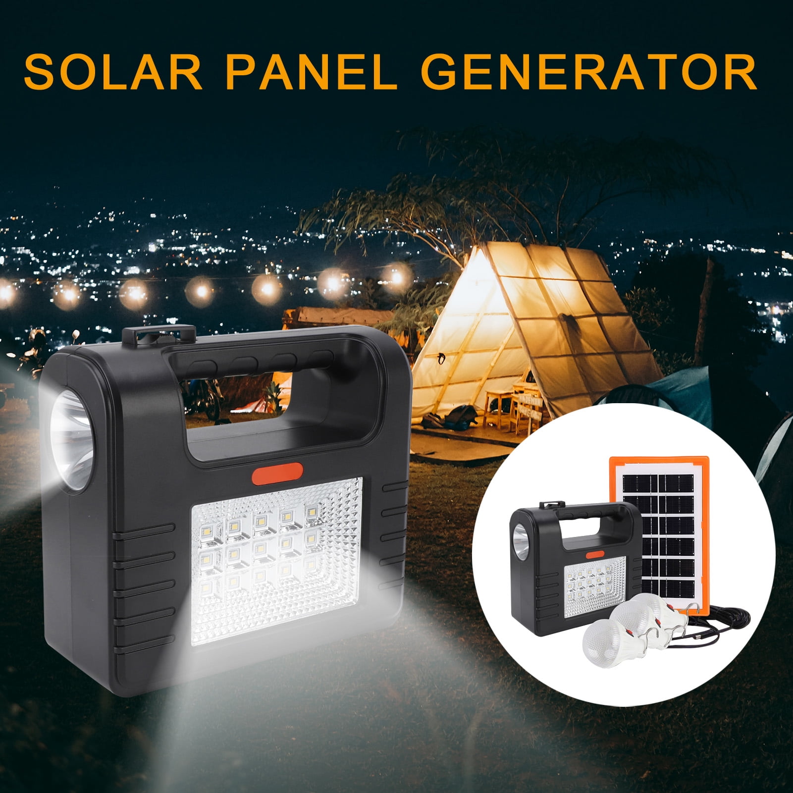 Sunfenle Portable Solar Power Station with 3 LED Bulbs and Solar Panel (12000mAh, 66Wh) tcc5w