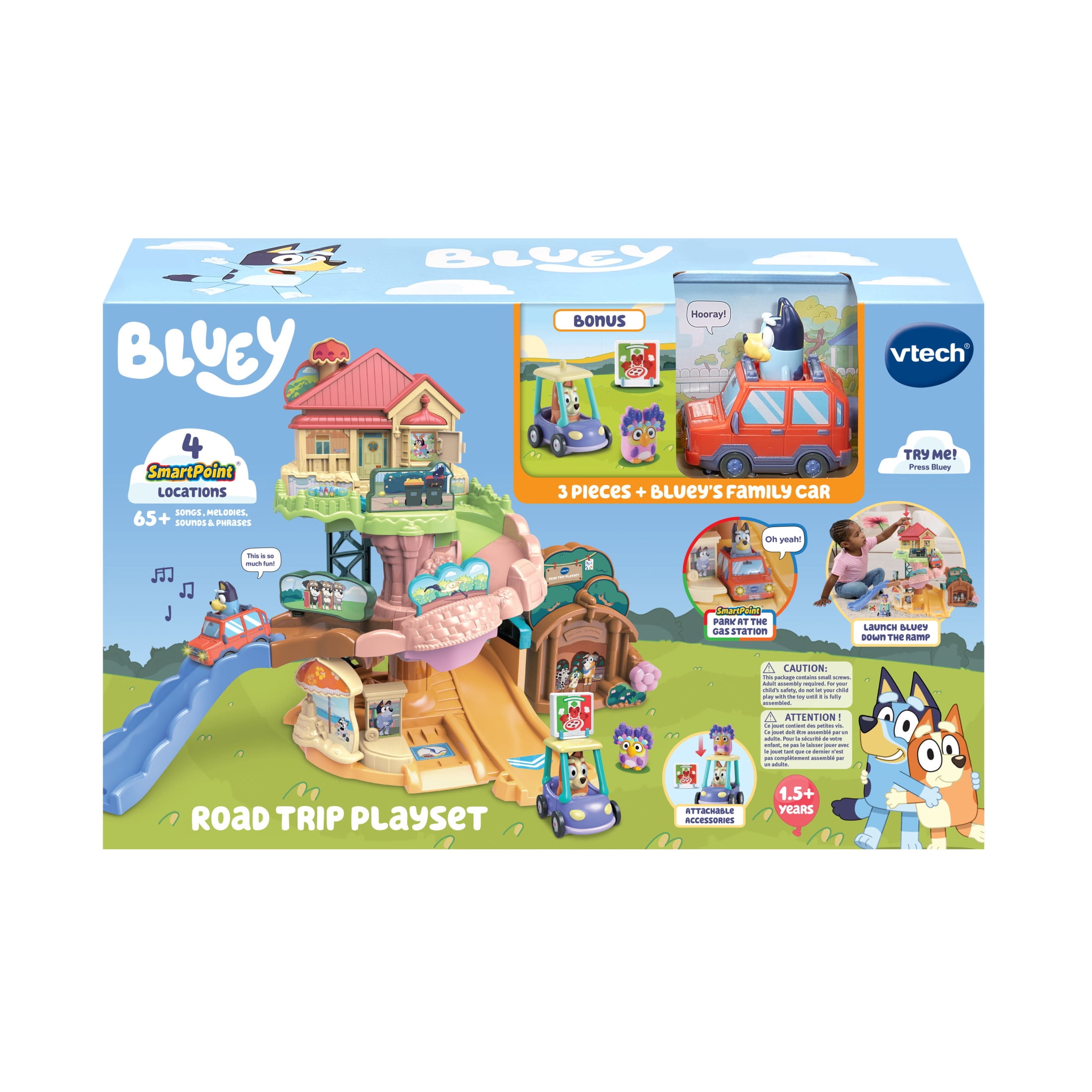 VTech Bluey Road Trip Electronic Playset with Heeler 4WD and Bingo Pedal Car (1 Set) lalcz