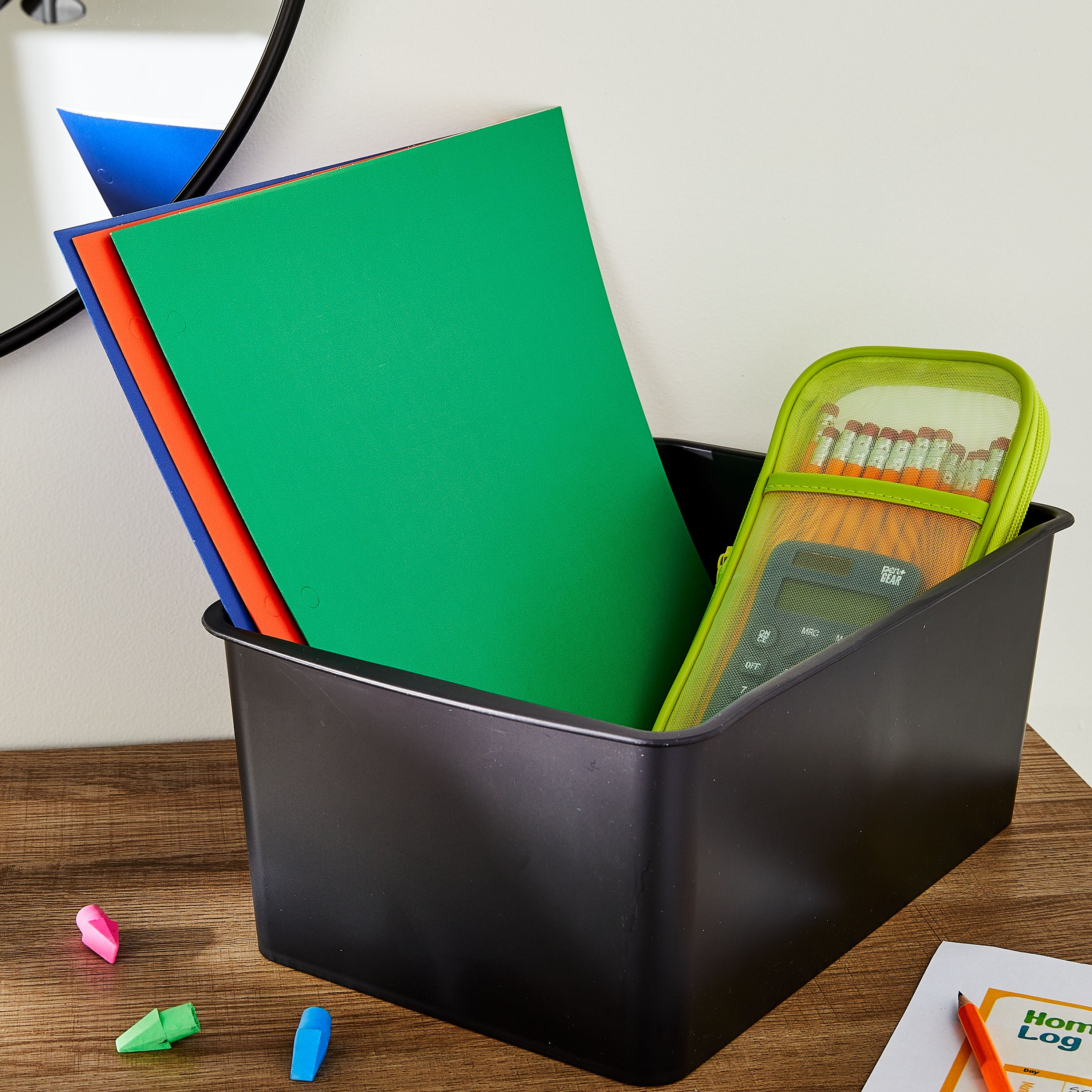Pen+Gear Cubby Bin Storage Organizer for Classroom and Home (Black, 12.27 x 7.96 x 5.12 in) b0bxq