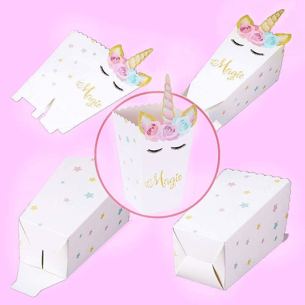 LaVenty Magical Unicorn Party Favor Boxes (12 Pack, 6.3 in x 3.5 in x 3.5 in) kmvkp