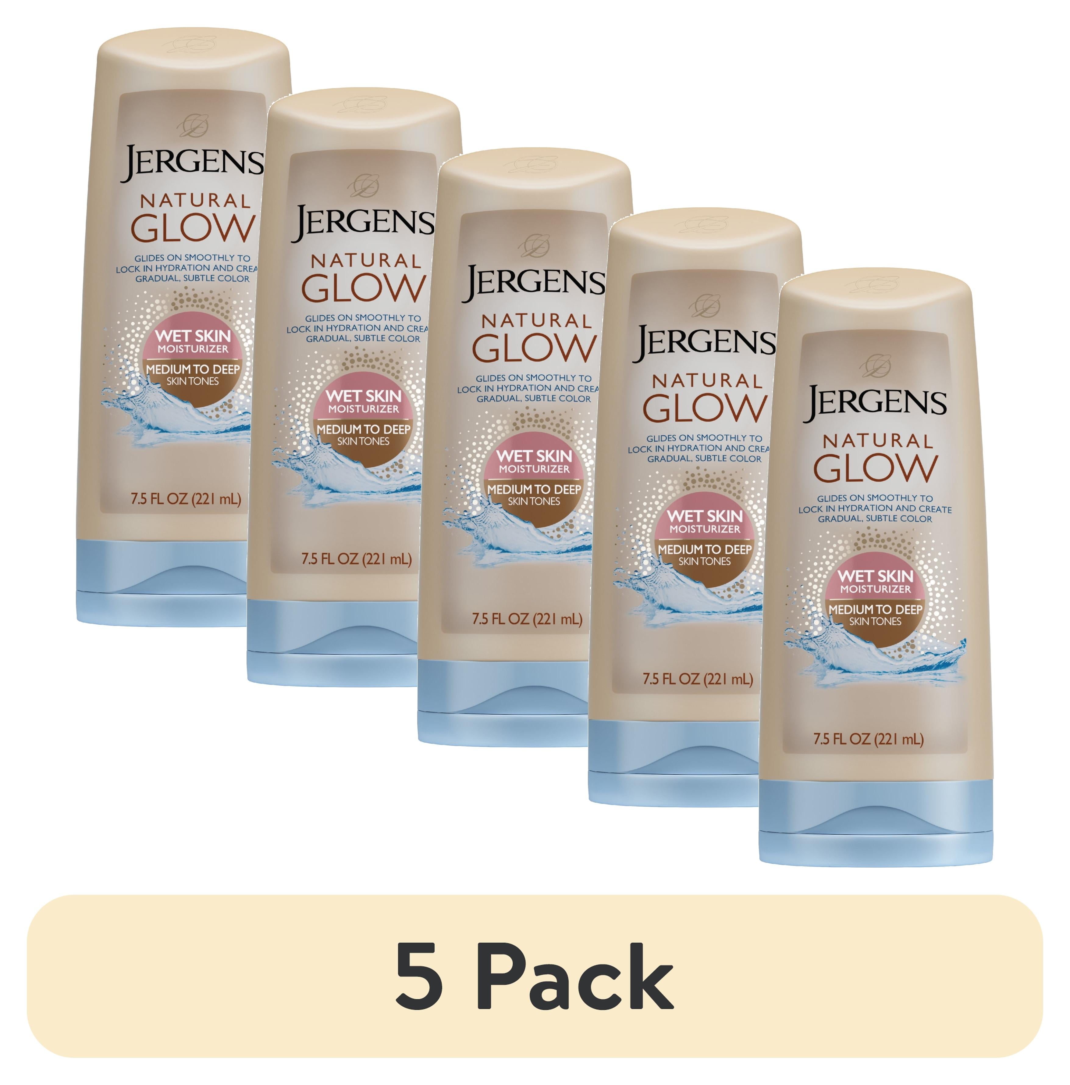 Jergens Natural Glow Wet Skin Moisturizer In-Shower Self Tanner (Medium to Tan, 5 Pack, 37.5 fl oz) lj023