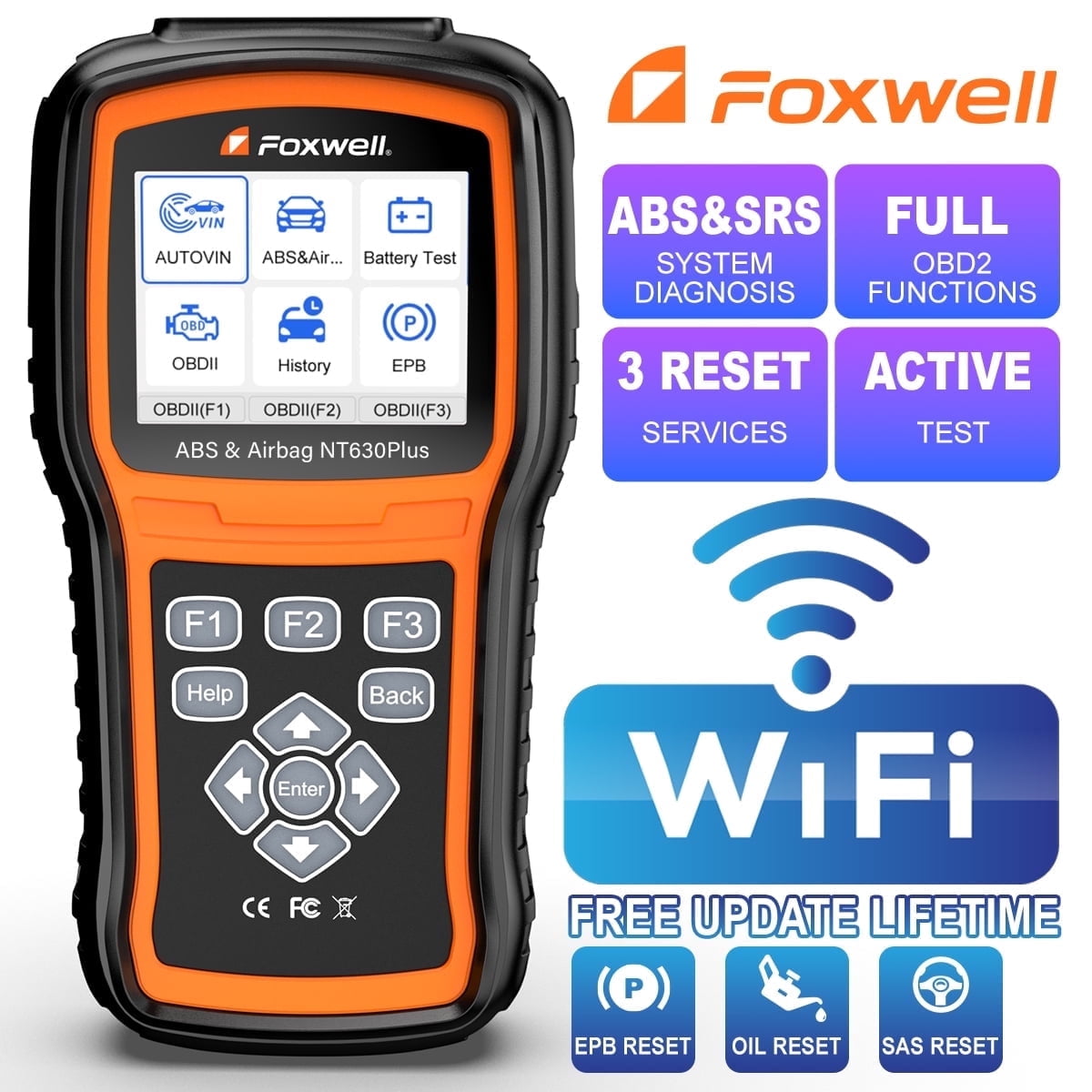 Foxwell NT630 Plus Bidirectional OBD2 Scanner Diagnostic Tool for ABS SRS SAS (Orange) dx4wt