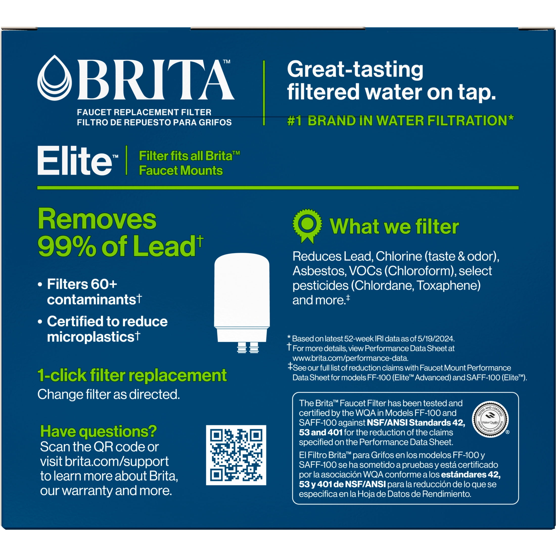 Brita Elite Faucet Water Filter Replacement Cartridges (Chrome, 2 Pack) 1db2q