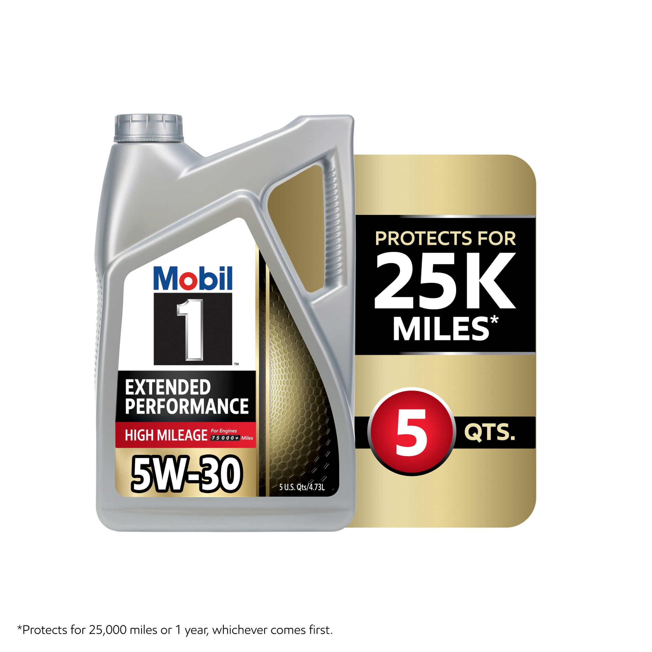 Mobil 1 Extended Performance High Mileage Full Synthetic Motor Oil 5W-30 (5 qt) wnhp2