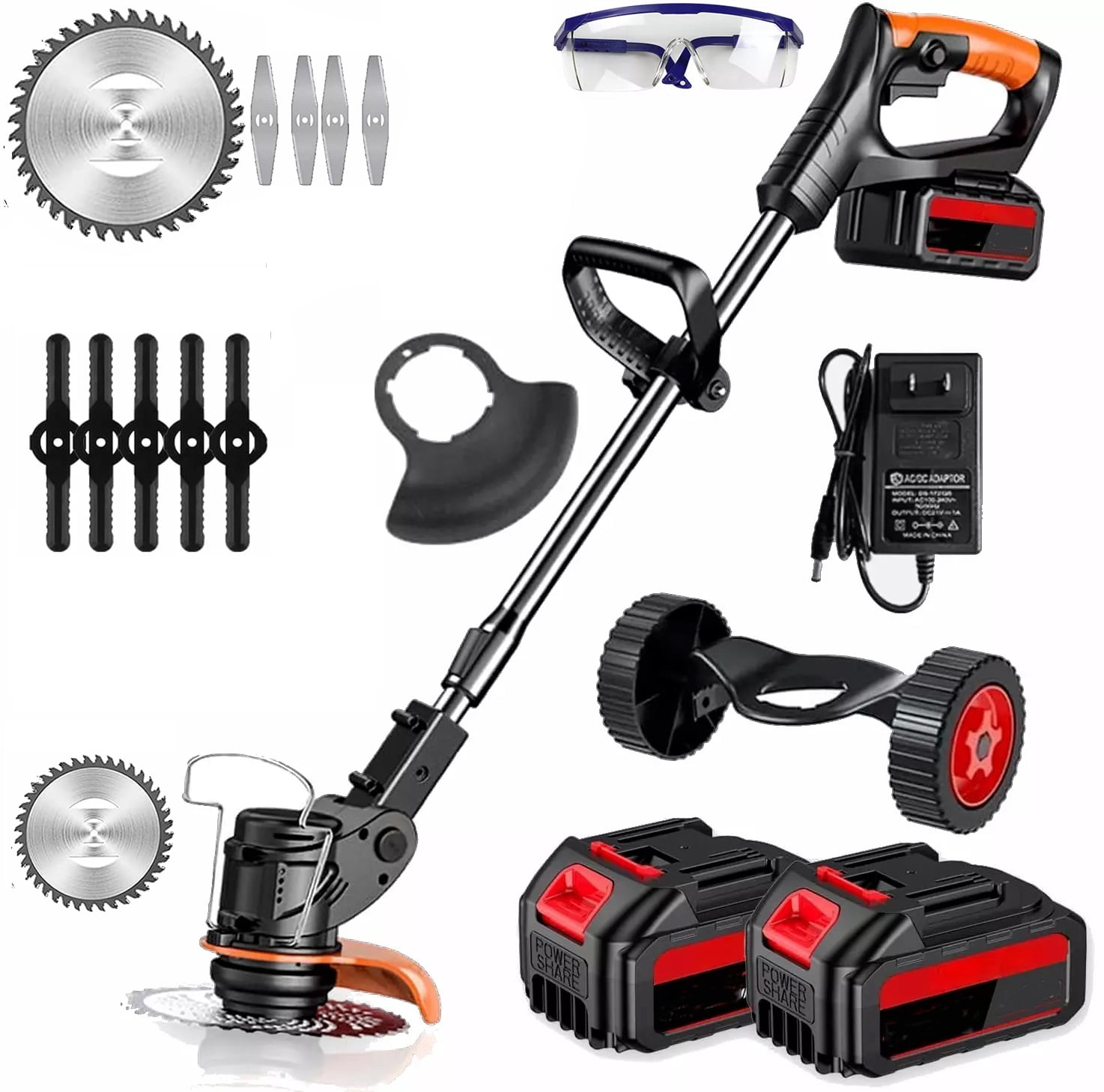 CATGOOD Cordless Electric Weed Trimmer with 2 Batteries (Black, 18000 RPM) faqp6