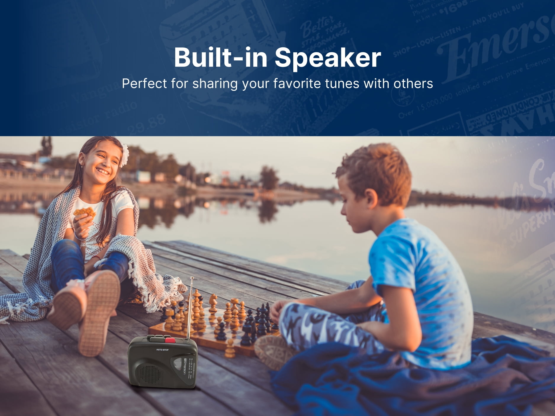 Emerson Portable Cassette Player and Recorder with AM/FM Radio (Black, 1 Unit) 6x53b