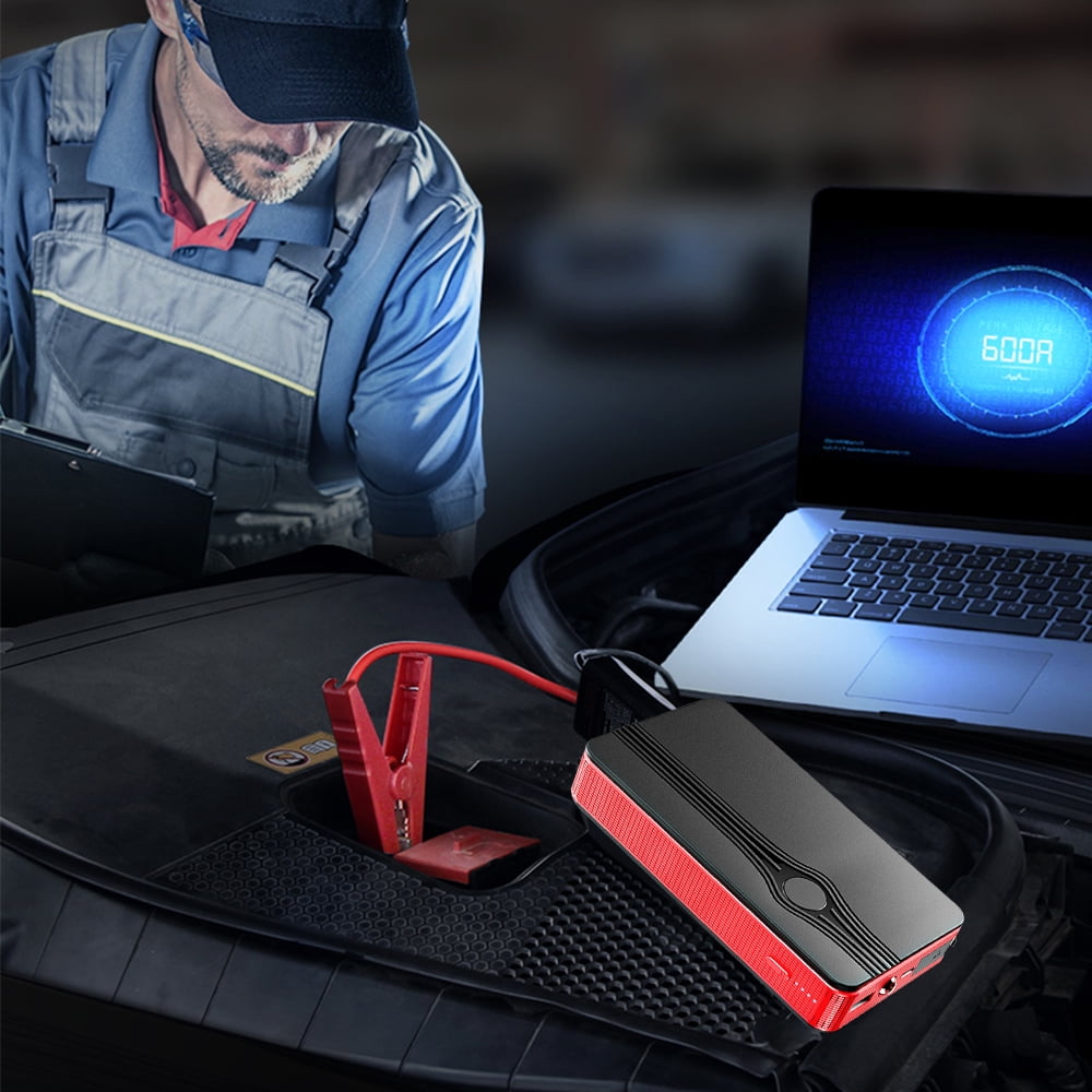 DFITO Portable Car Jump Starter, 300A Peak 12V Battery Booster Power Pack with LED Light and Wireless Charging (Black, 1.02 lb) 3tzrs
