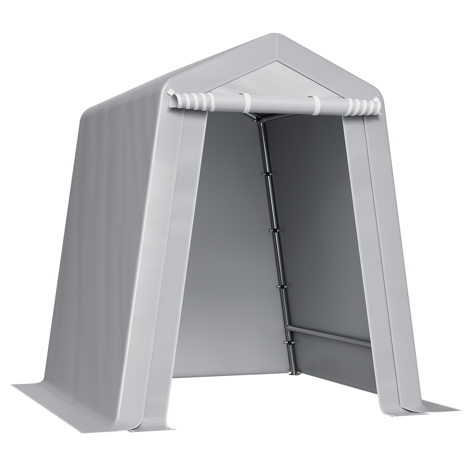 KFFKFF Outdoor Storage Shed, Weather-Resistant Portable Canopy Shelter with Roll-up Door (Grey, 6 x 6 ft) lmwa1