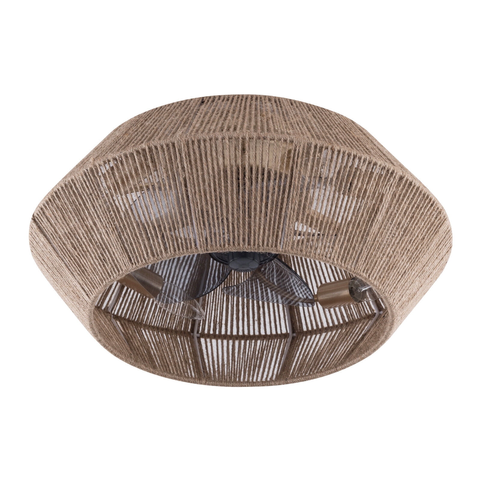 Miumaeov Boho Rattan Caged Ceiling Fan with Light and Remote Control (6 Speeds, 7.08 in Base) mrl8w