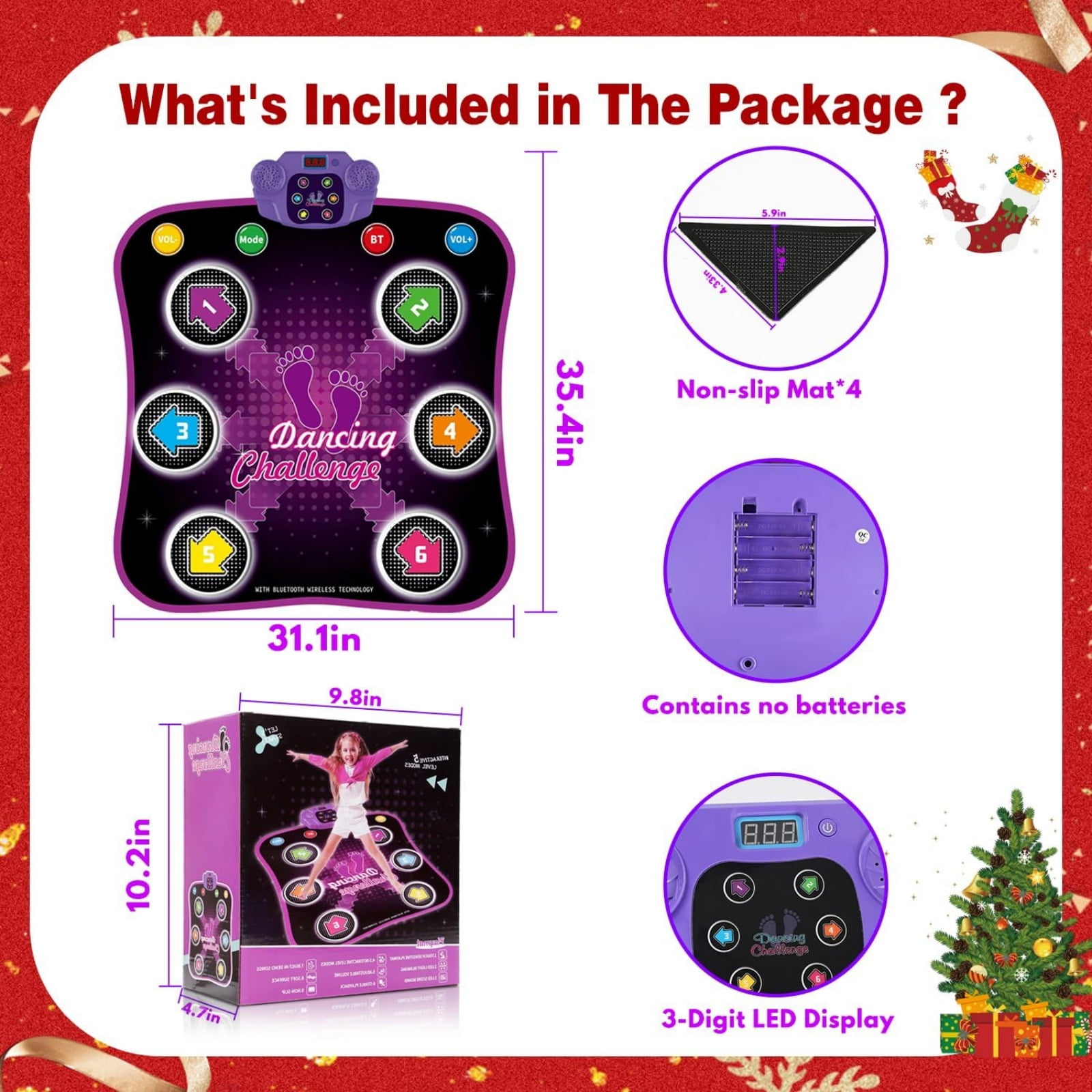 Jugaad Life Musical Dance Mat with Bluetooth and LED Lights (Multi-color, 36 in x 32 in) s689i