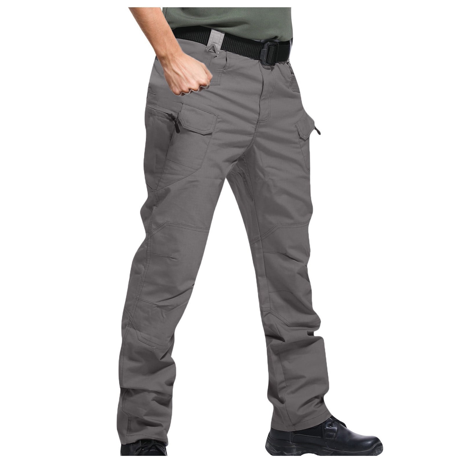 QATAINLAV Men's Tactical Cargo Pants Waterproof Rip-Resistant Outdoor Hiking Trousers (Gray, 4XL) 0bzxf