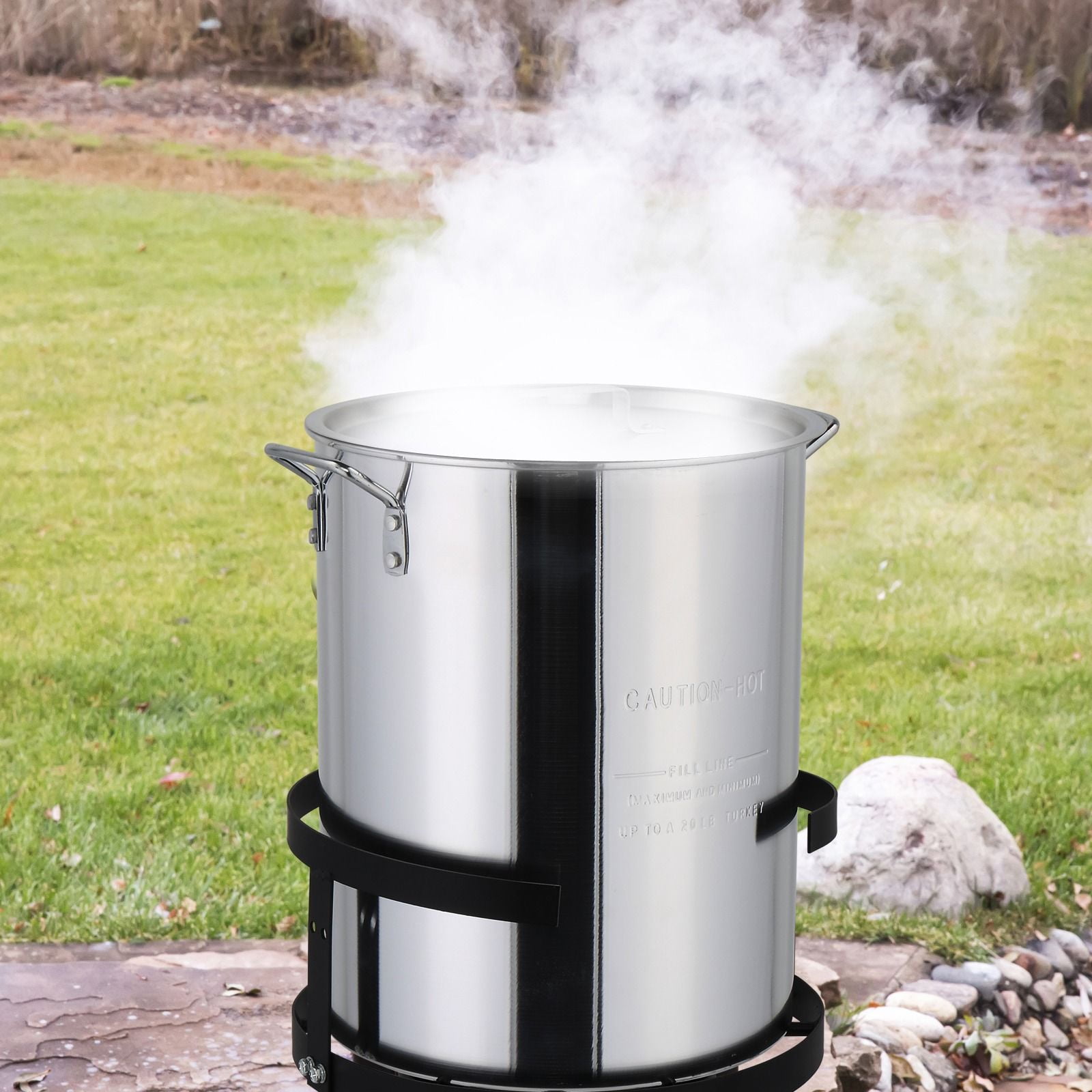 Bayou Classic 30 QT Propane Turkey Fryer Set with Aluminum Pot and Iron Stand (Silver, 30 QT) rz9xl
