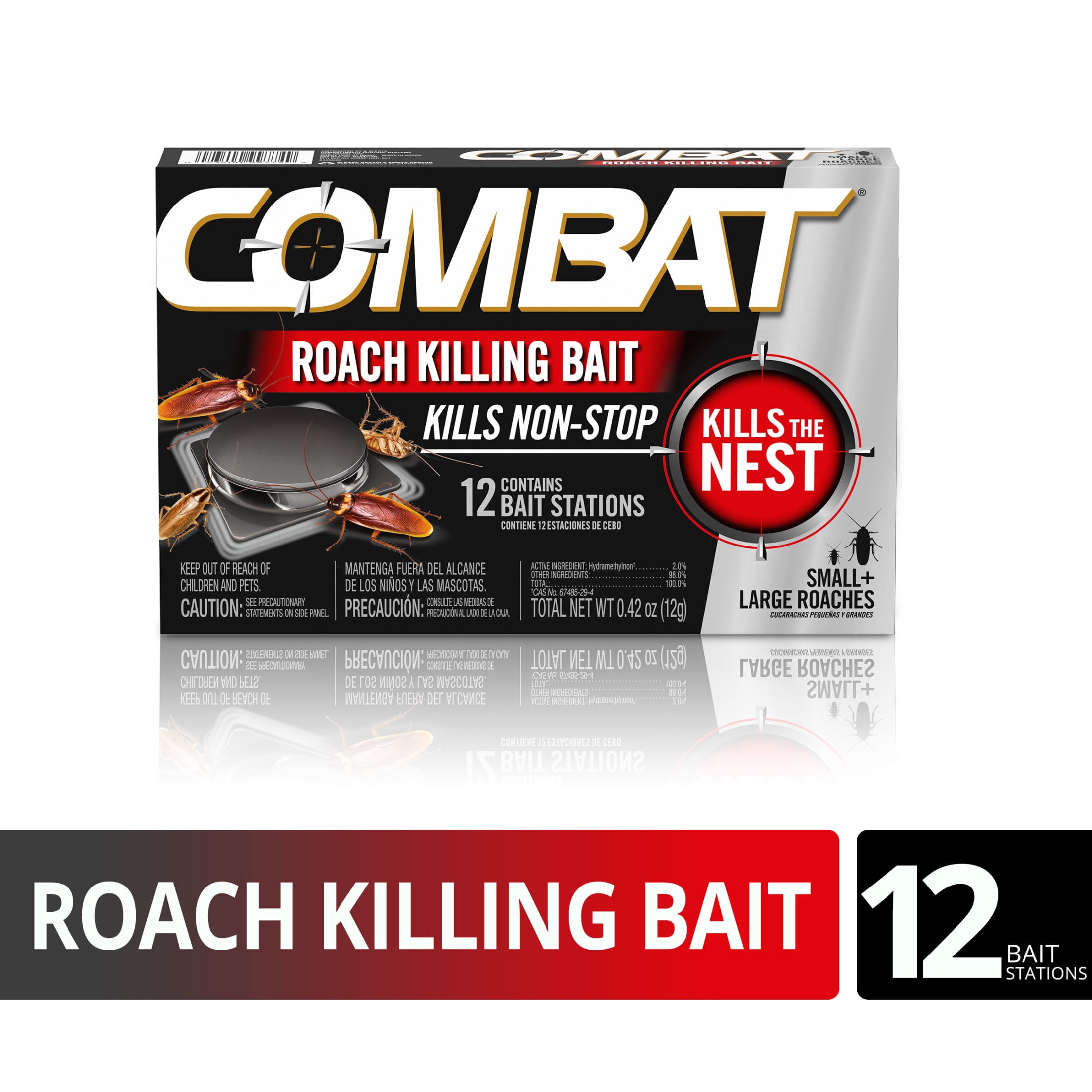 Combat Roach Killing Bait Stations for Small and Large Roaches (12 Count, 10 Pack) xvu9d