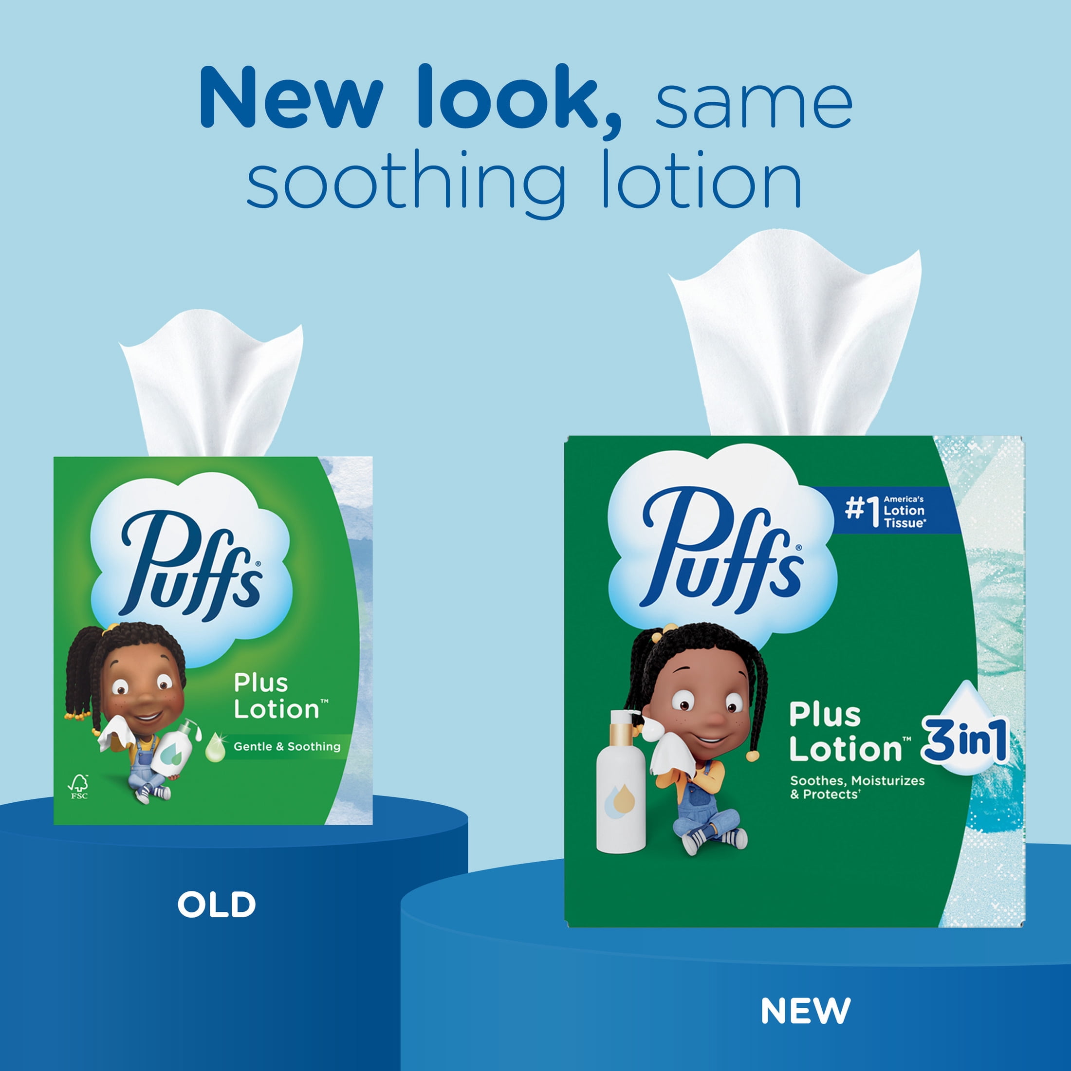 Puffs Plus Lotion Facial Tissue, Soothing 2-Ply Paper Tissues (1 Mega Cube, 72 Count) dlcsa
