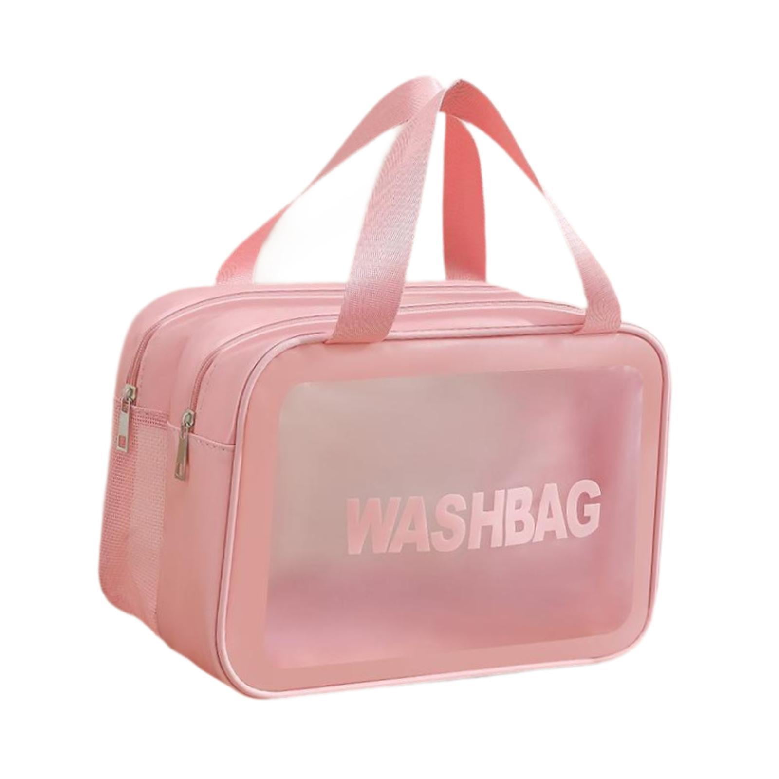 Dolity Travel Toiletry Bag Cosmetic Organizer with Handle (Pink, 10.2 in x 5.9 in x 6.3 in) 6vbl2