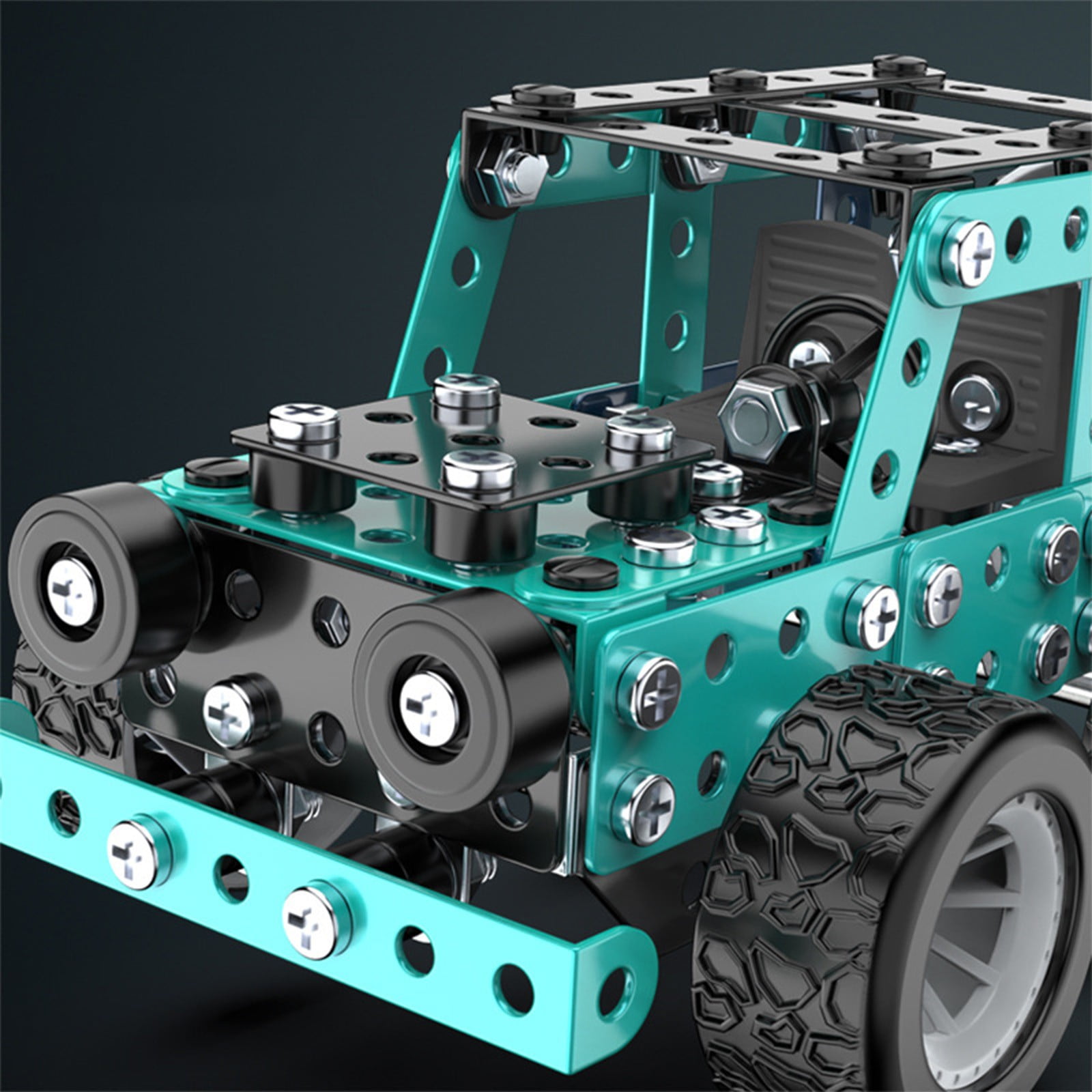 RKZDSR STEM Metal Model Car Building Kit, DIY Educational Erector Set for Kids (190 Pieces, 4.9 in L x 3.74 in W x 2.95 in H) 3ws36
