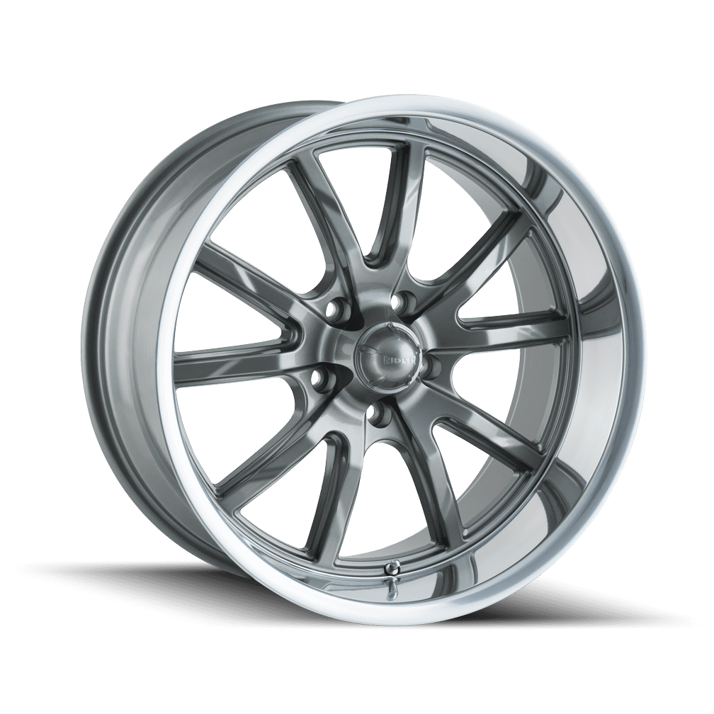 Ridler 650 Series Custom Wheel (Grey with Polished Lip, 17x8 in) 24gdn