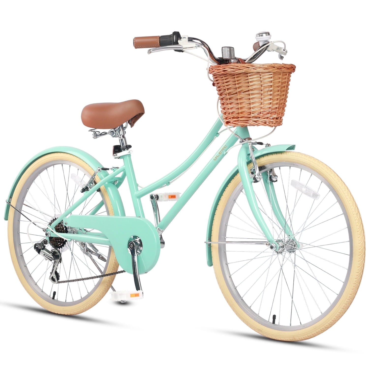 Glerc Missy 24 in Girls Cruiser Bike 6-Speed Hybrid Bicycle (Mint Green, 24 in) j9hl7