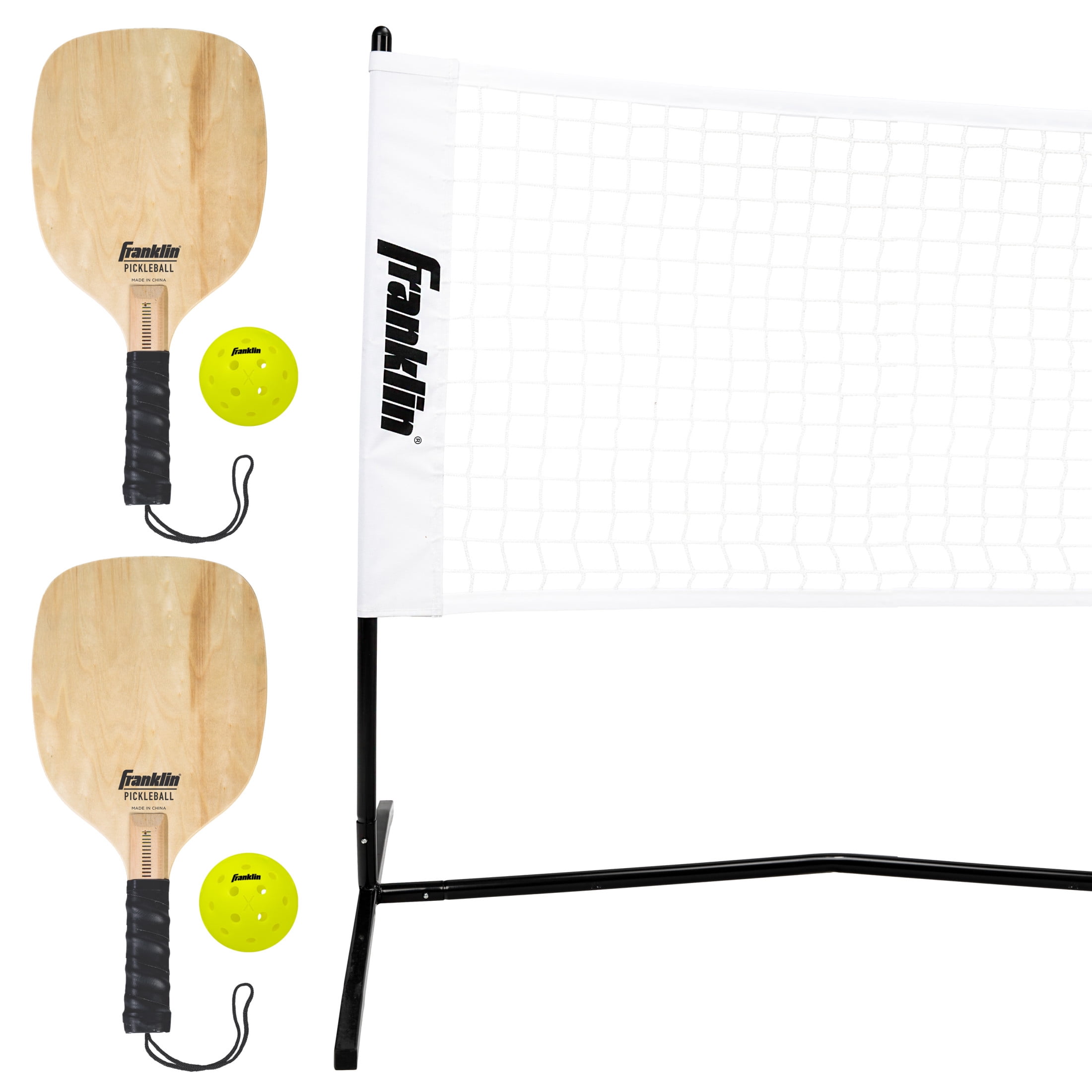 Franklin Sports Pickleball Starter Set with 10ft Net, (2) Paddles, and (2) X-40 Balls (Black, 10 ft) zvbtl