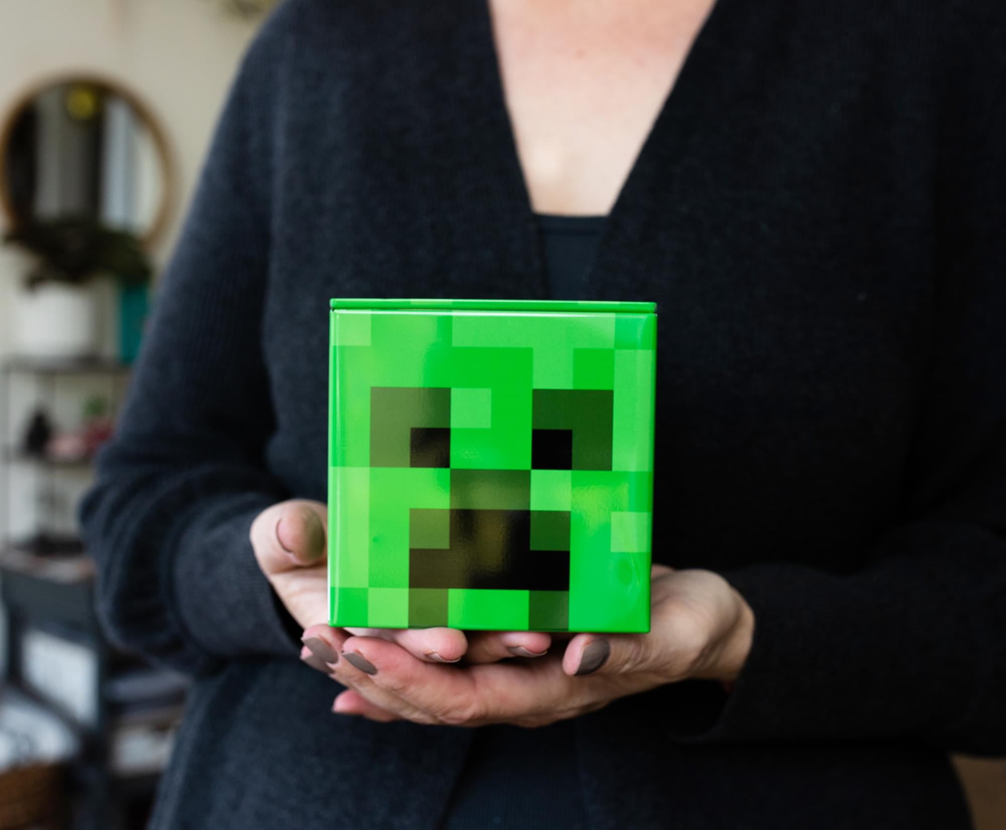 Minecraft Creeper Metal Storage Box Organizer with Lid (Green, 4 in) m1eo7 - Image 2