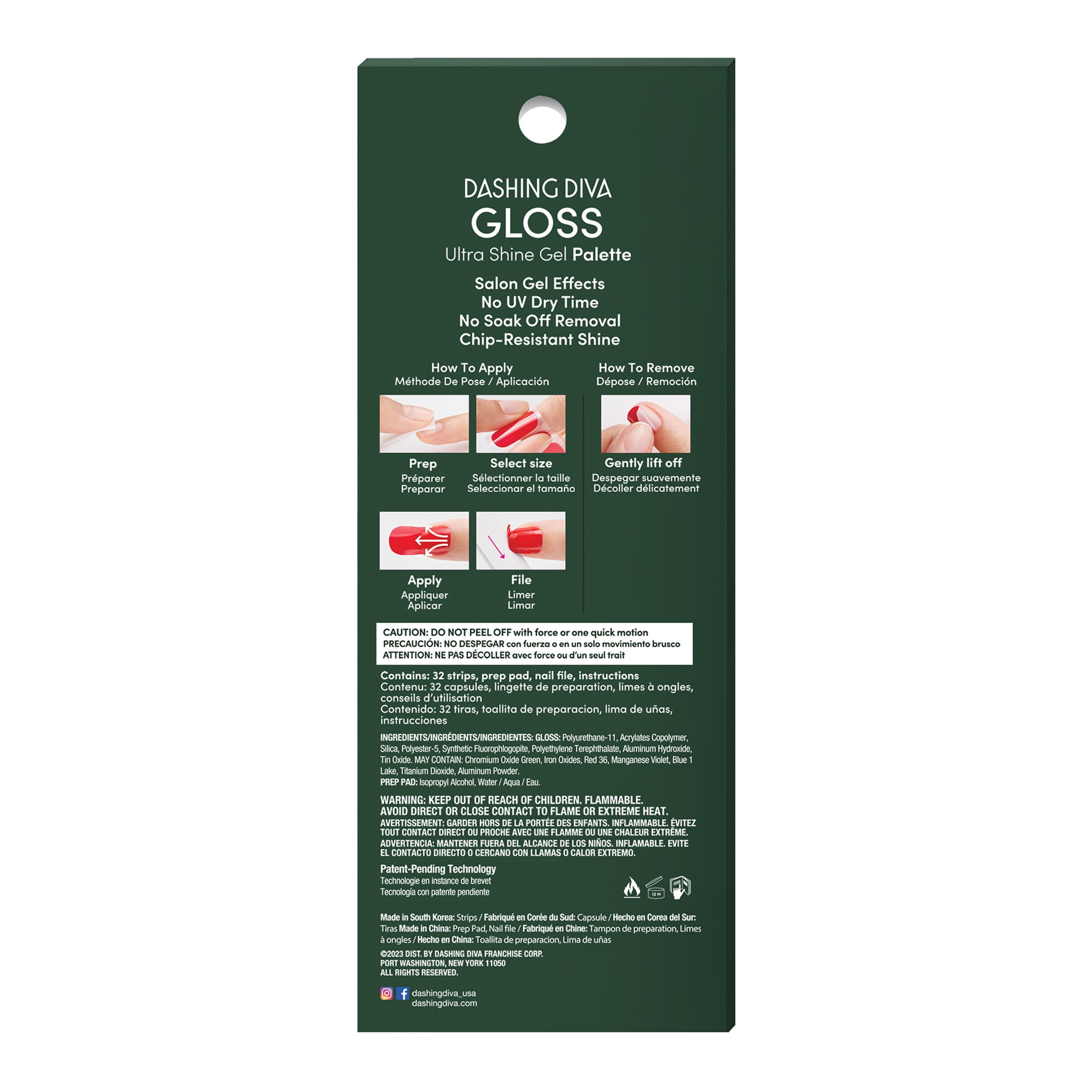 Dashing Diva GLOSS Ultra Shine Gel Nail Strips, Santa's Helper Holiday Collection (Red, 32ct) 4ue8c