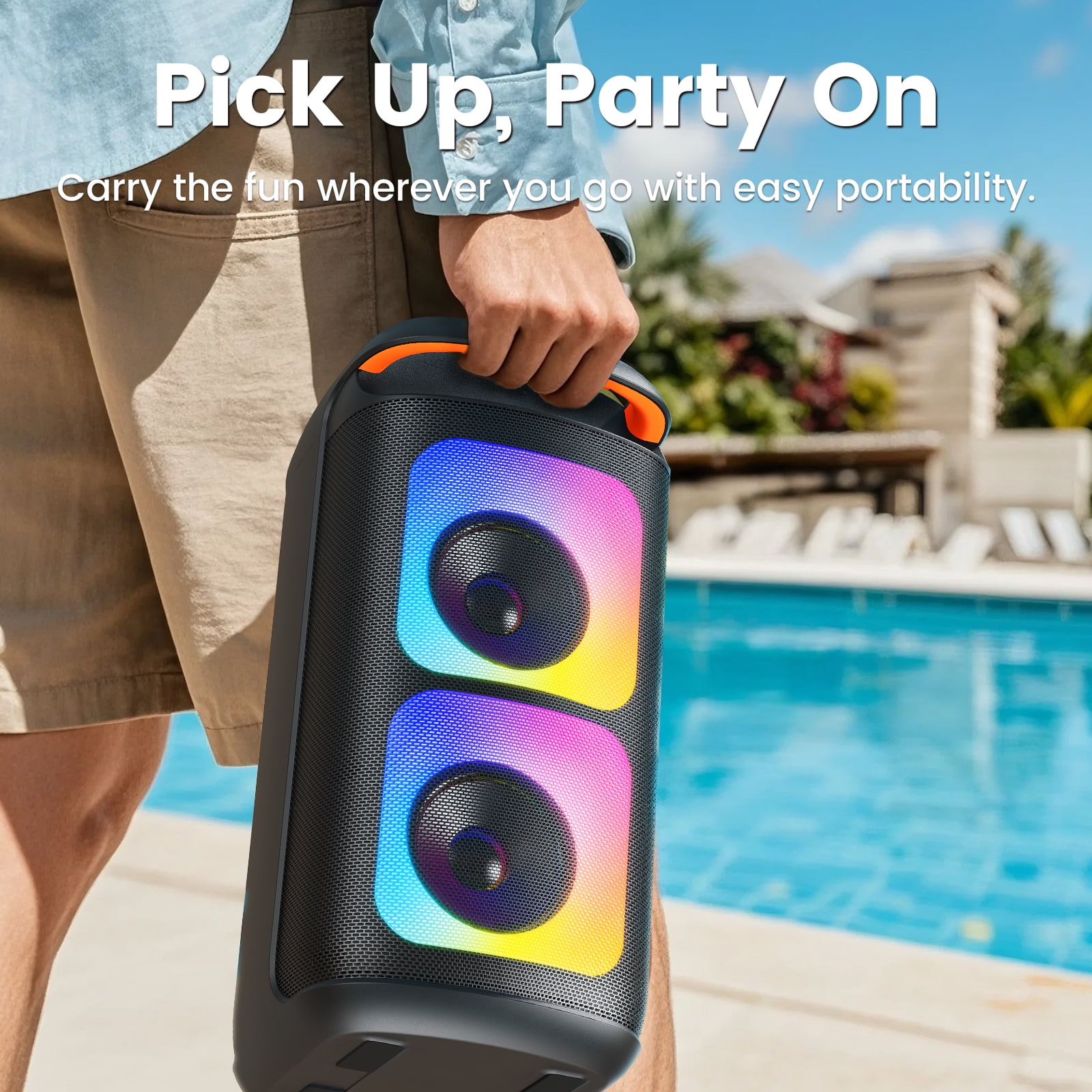 JYX Portable Bluetooth Party Speaker System with Dual Microphones and Remote Control (Black, 40W) yj1lj