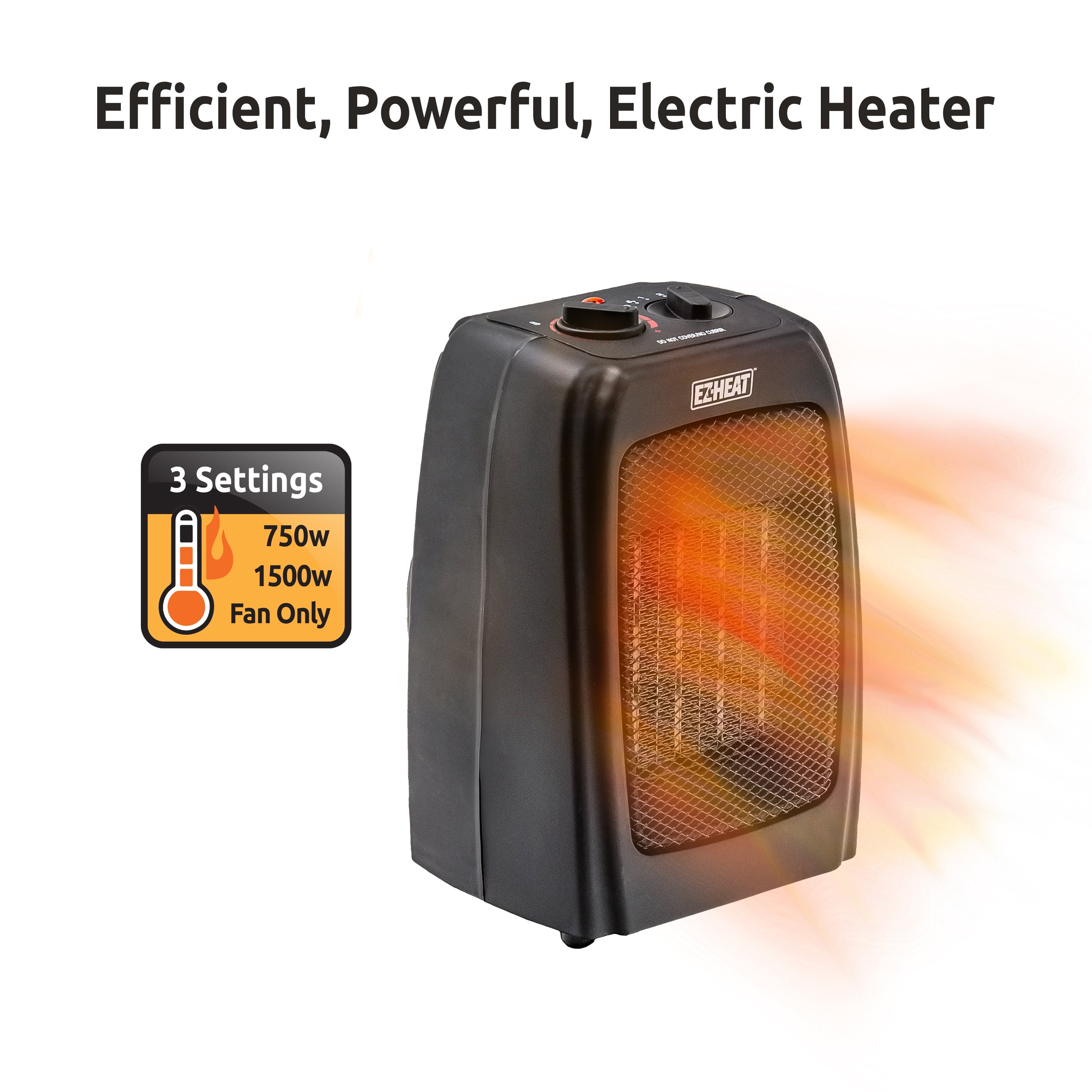 EZ-Heat Personal Ceramic Desktop Space Heater with Adjustable Thermostat (Black, 6.9 in x 5.3 in x 9 in) lcb9j