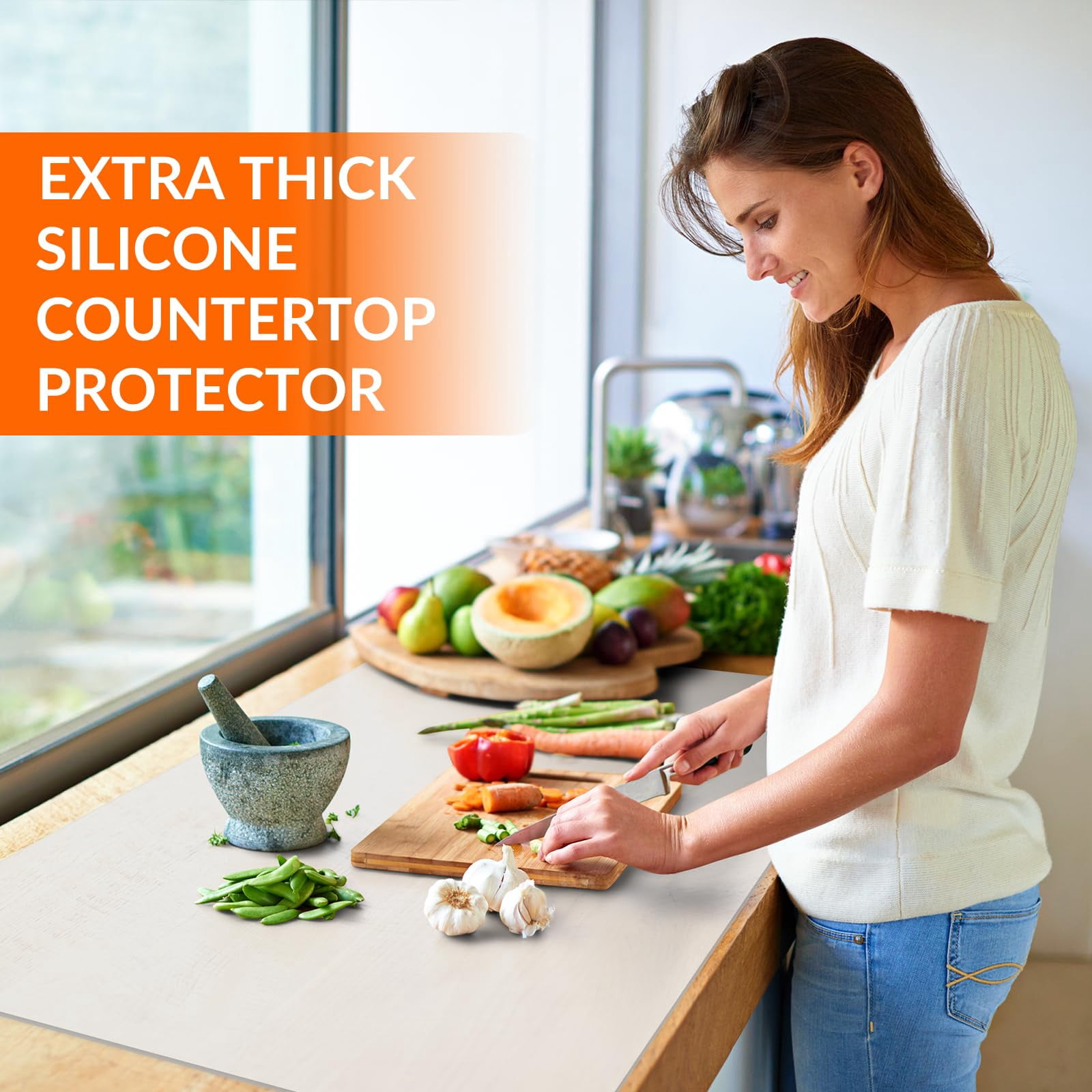 GOLDEER Silicone Countertop Protector Mat, Heat Resistant Kitchen Surface Pad (Clear, 23.6 in x 15.7 in) oqwur