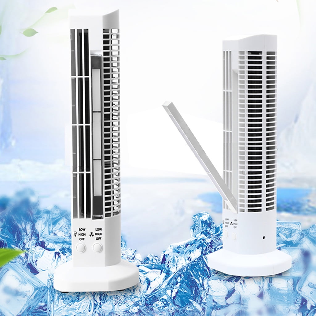 RnemiTe-amo Bladeless Tower Fan with LED Light (White, 12 in) 5sd42