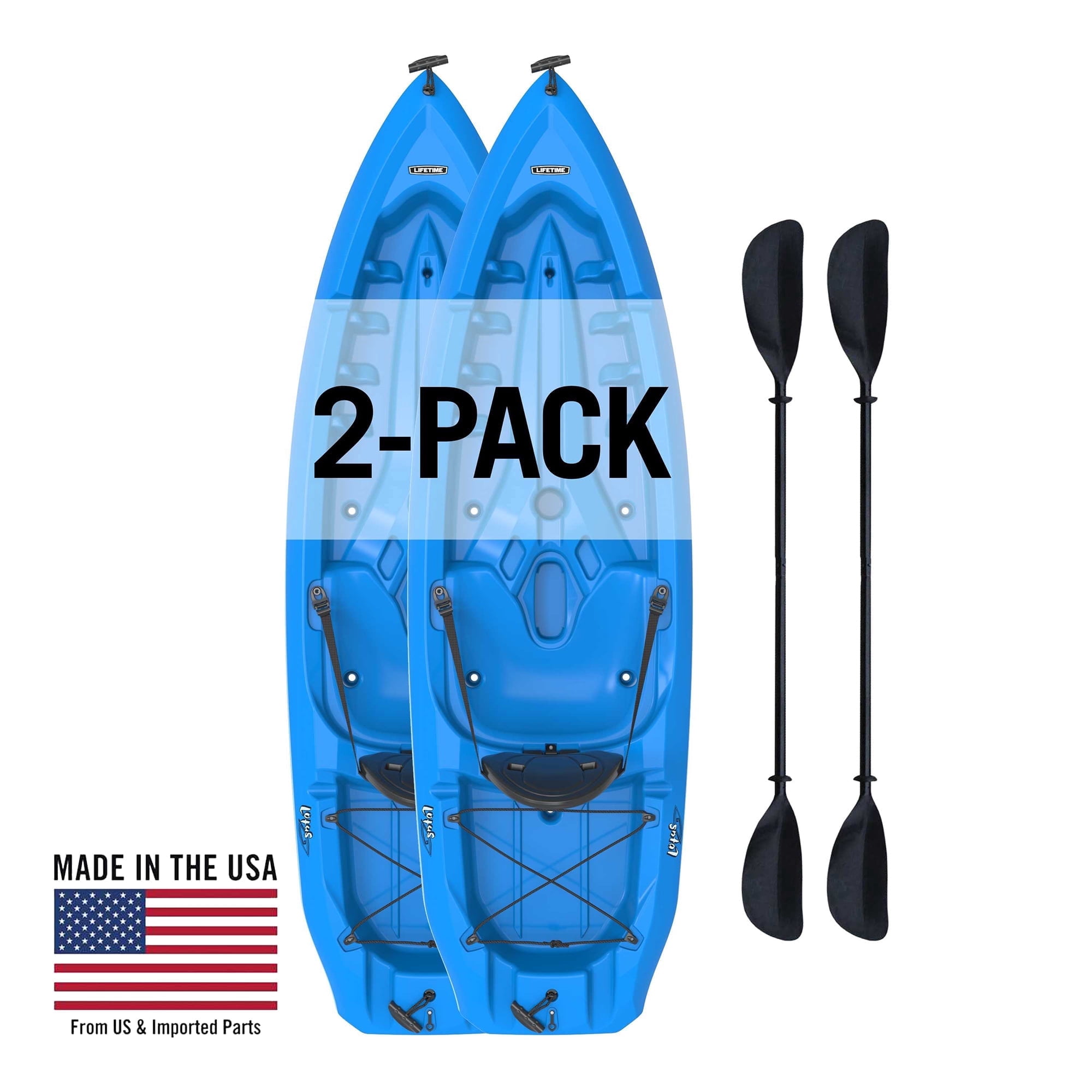 Lifetime Lotus Sit-On-Top Kayak with Paddle (Blue, 8 ft, 2-Pack) 9etom